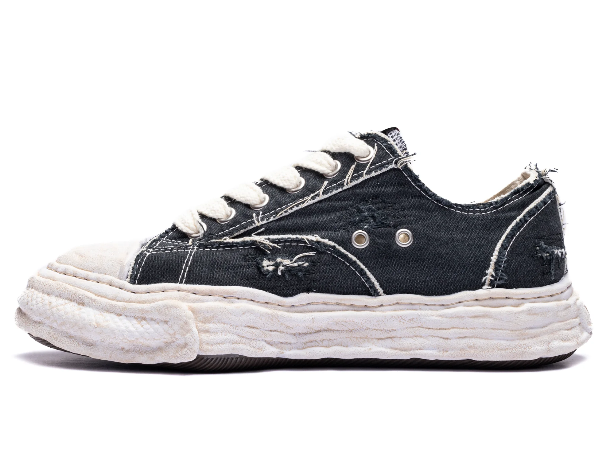 Maison Mihara Yasuhiro "PETERSON23" OG Sole Ripped Overdye Canvas in Black - Image 3