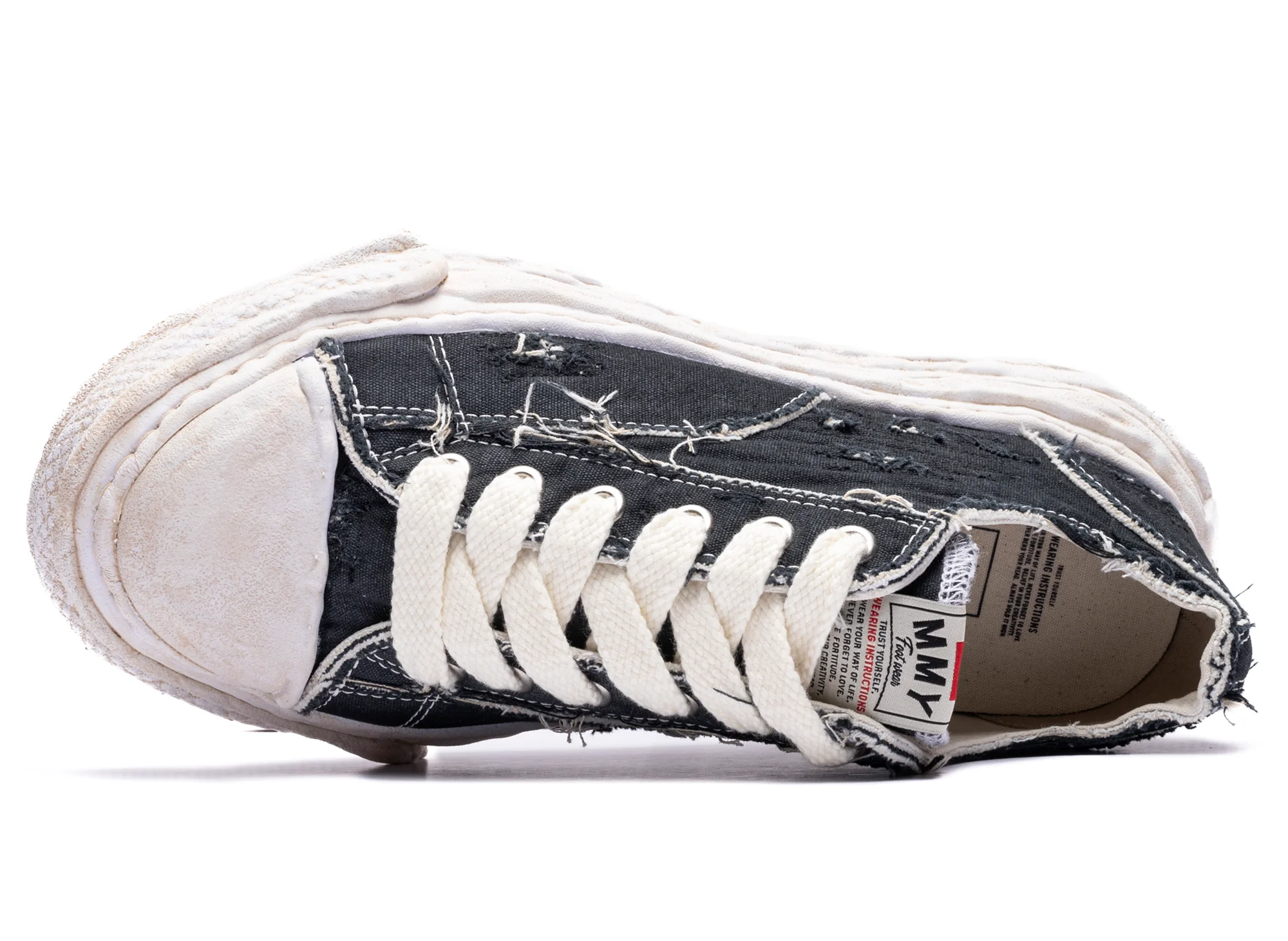 Maison Mihara Yasuhiro "PETERSON23" OG Sole Ripped Overdye Canvas in Black - Image 4