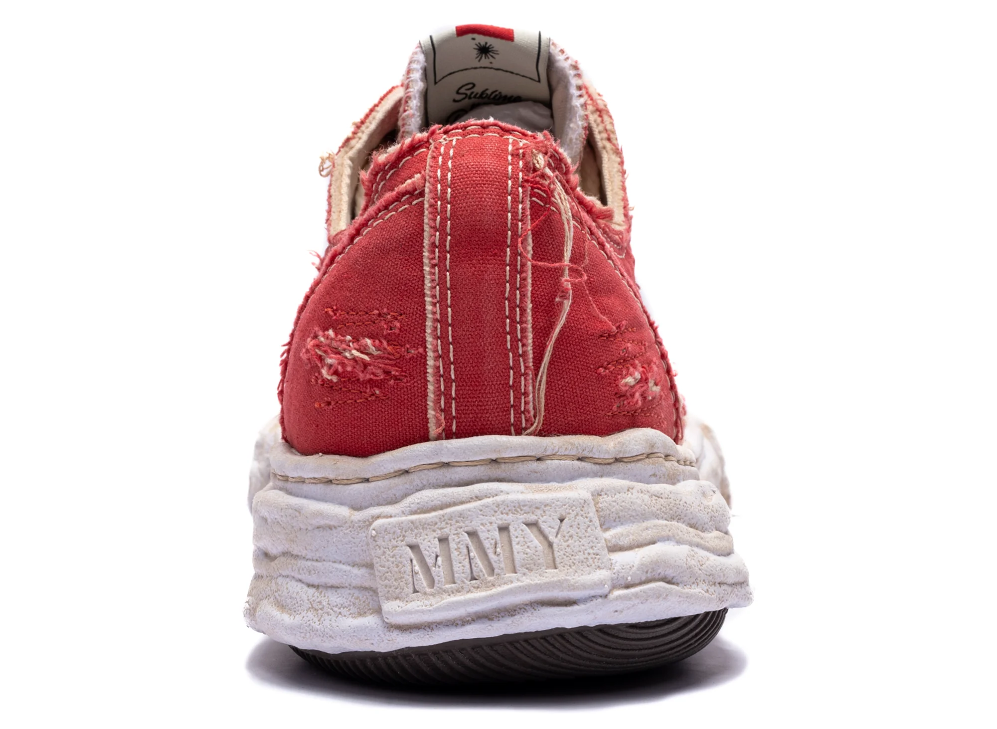Maison Mihara Yasuhiro "PETERSON23" OG Sole Ripped Overdye Canvas in Red - Image 2