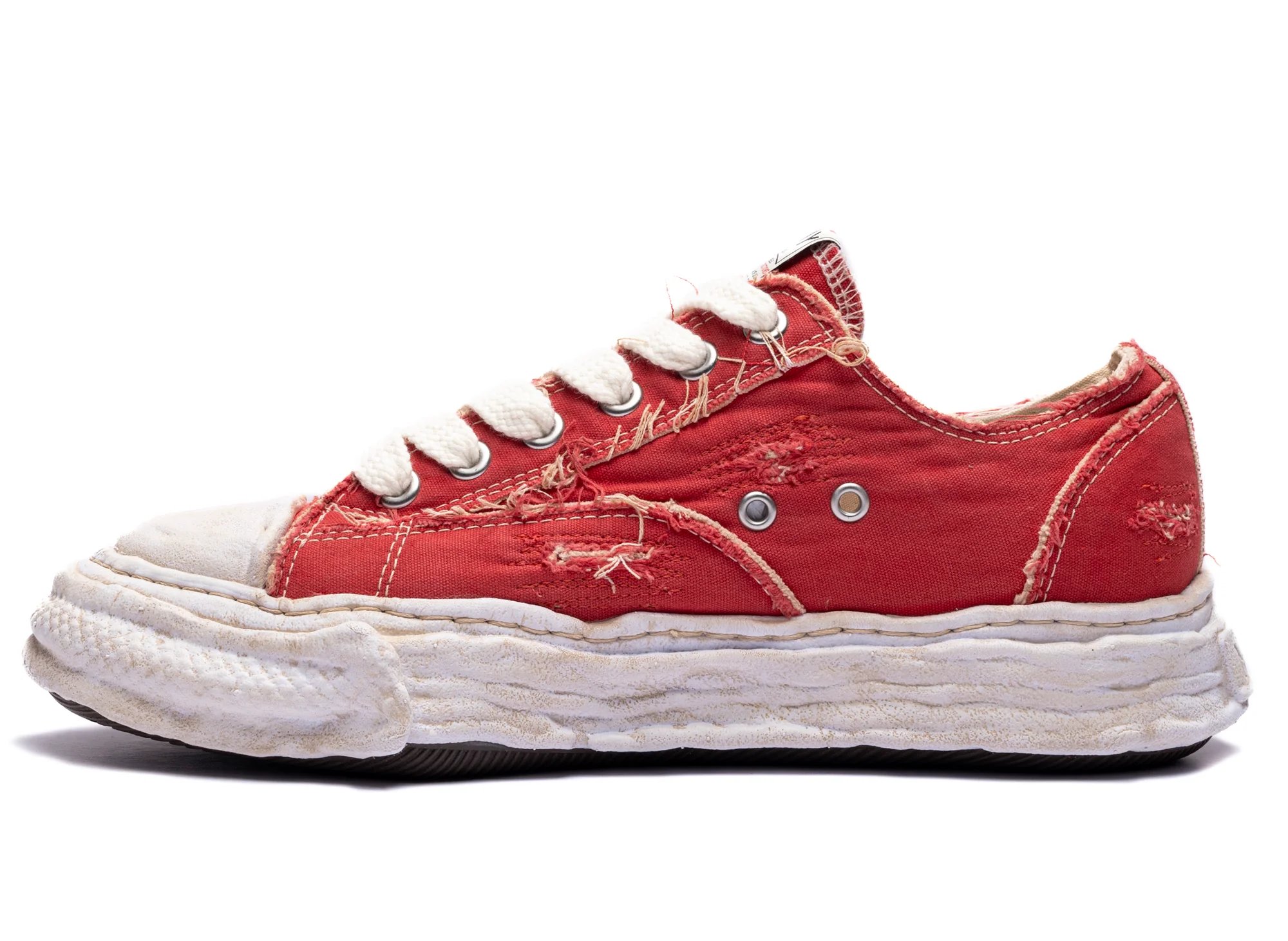 Maison Mihara Yasuhiro "PETERSON23" OG Sole Ripped Overdye Canvas in Red - Image 3