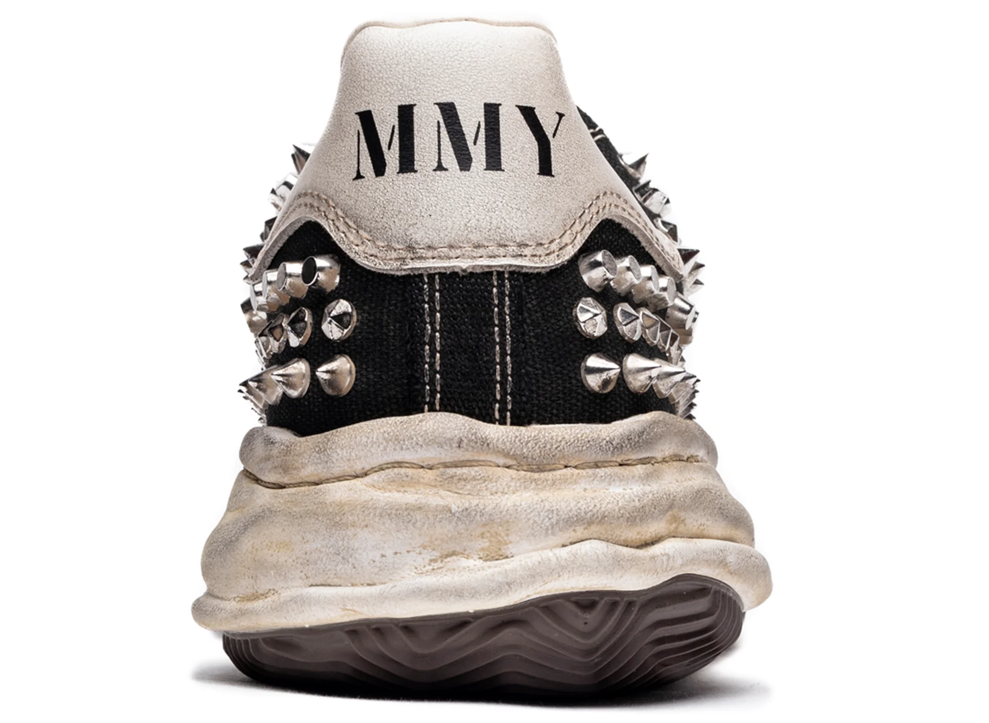 Maison Mihara Yasuhiro Spiked Blakey Low in Black/White - Image 2