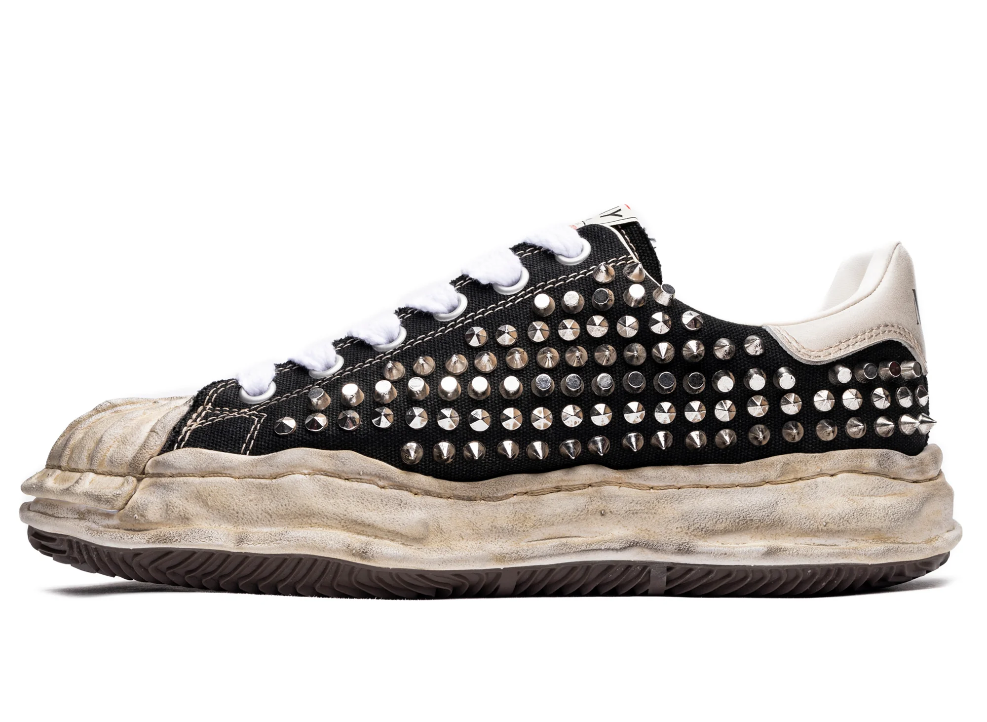Maison Mihara Yasuhiro Spiked Blakey Low in Black/White - Image 3