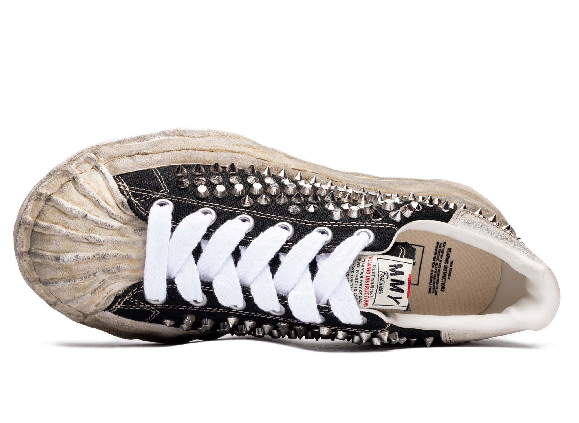 Maison Mihara Yasuhiro Spiked Blakey Low in Black/White - Image 4
