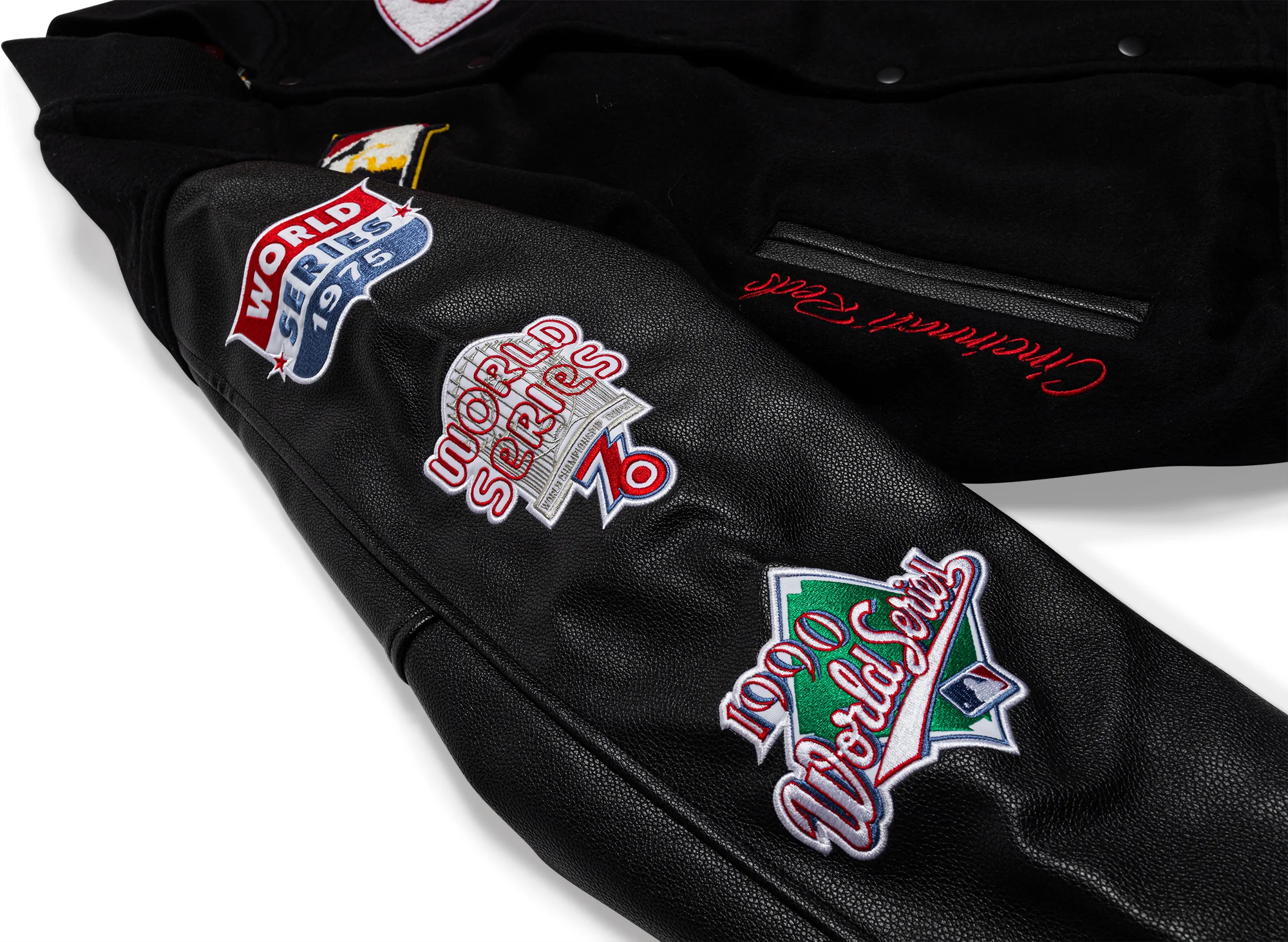 Mitchell & Ness MLB Blackout Collection Cincinnati Reds Varsity Jacket - Image 6
