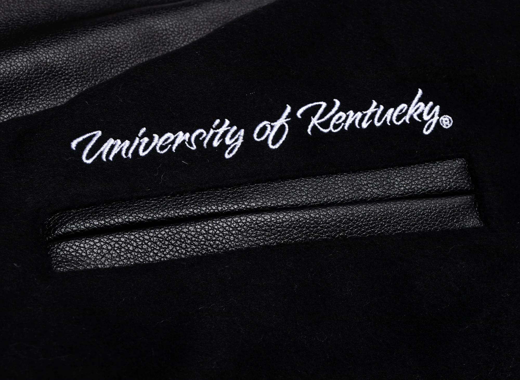 Mitchell & Ness NCAA Blackout Collection Kentucky Wildcats Varsity Jacket - Image 3