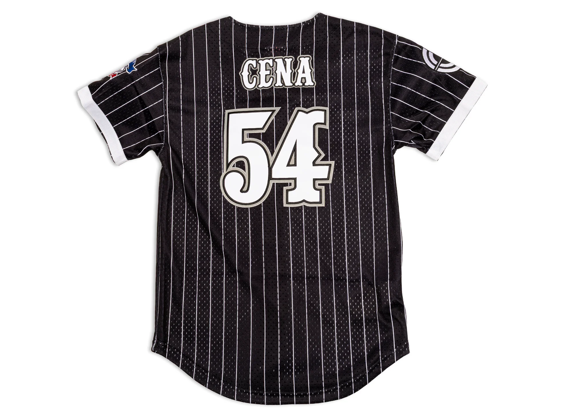 Mitchell & Ness WWE John Cena Final Seconds Striped Mesh Jersey in Black - Image 2