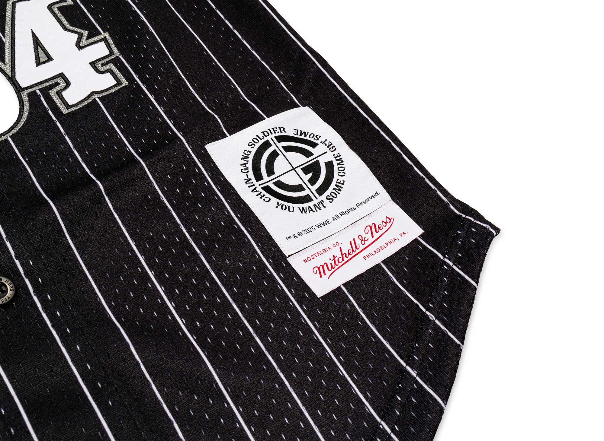 Mitchell & Ness WWE John Cena Final Seconds Striped Mesh Jersey in Black - Image 4