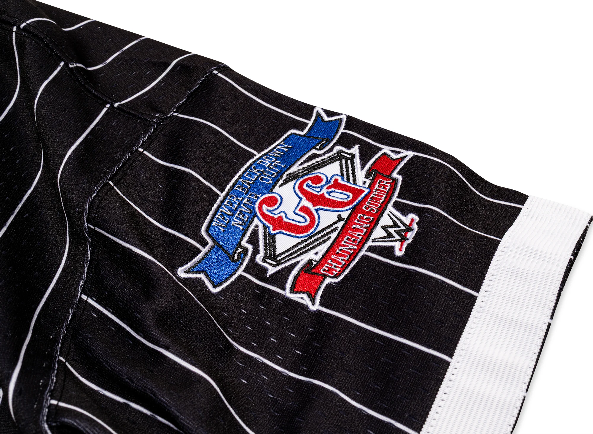 Mitchell & Ness WWE John Cena Final Seconds Striped Mesh Jersey in Black - Image 5