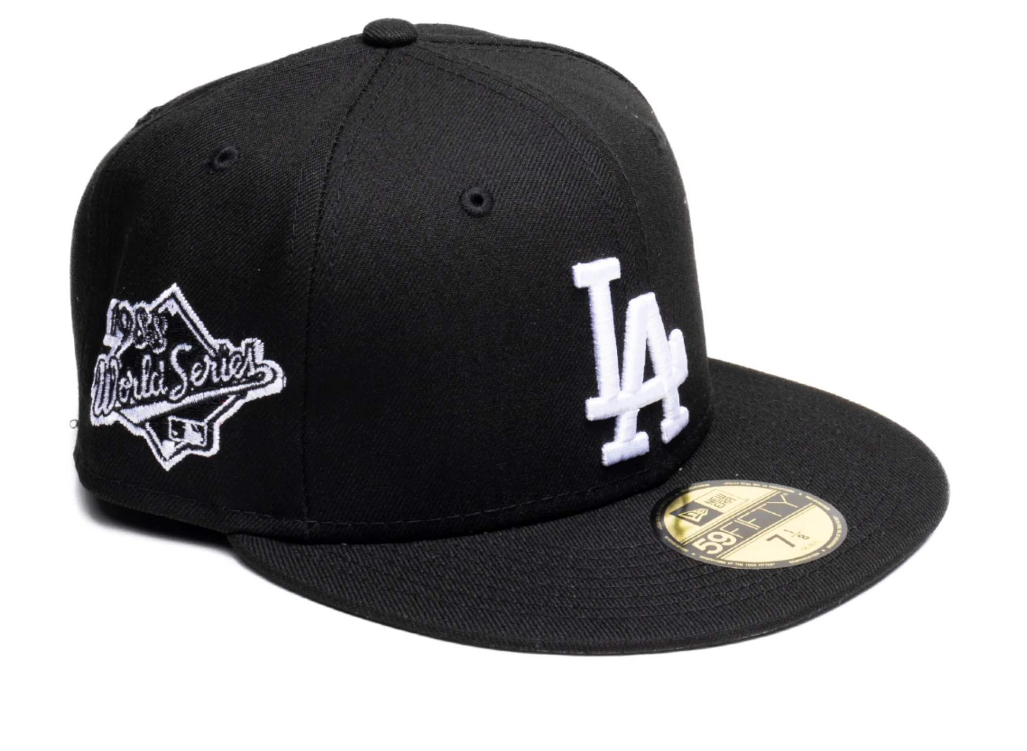 New Era Los Angeles Dodgers Side Patch Fitted Hat BW - Image 2