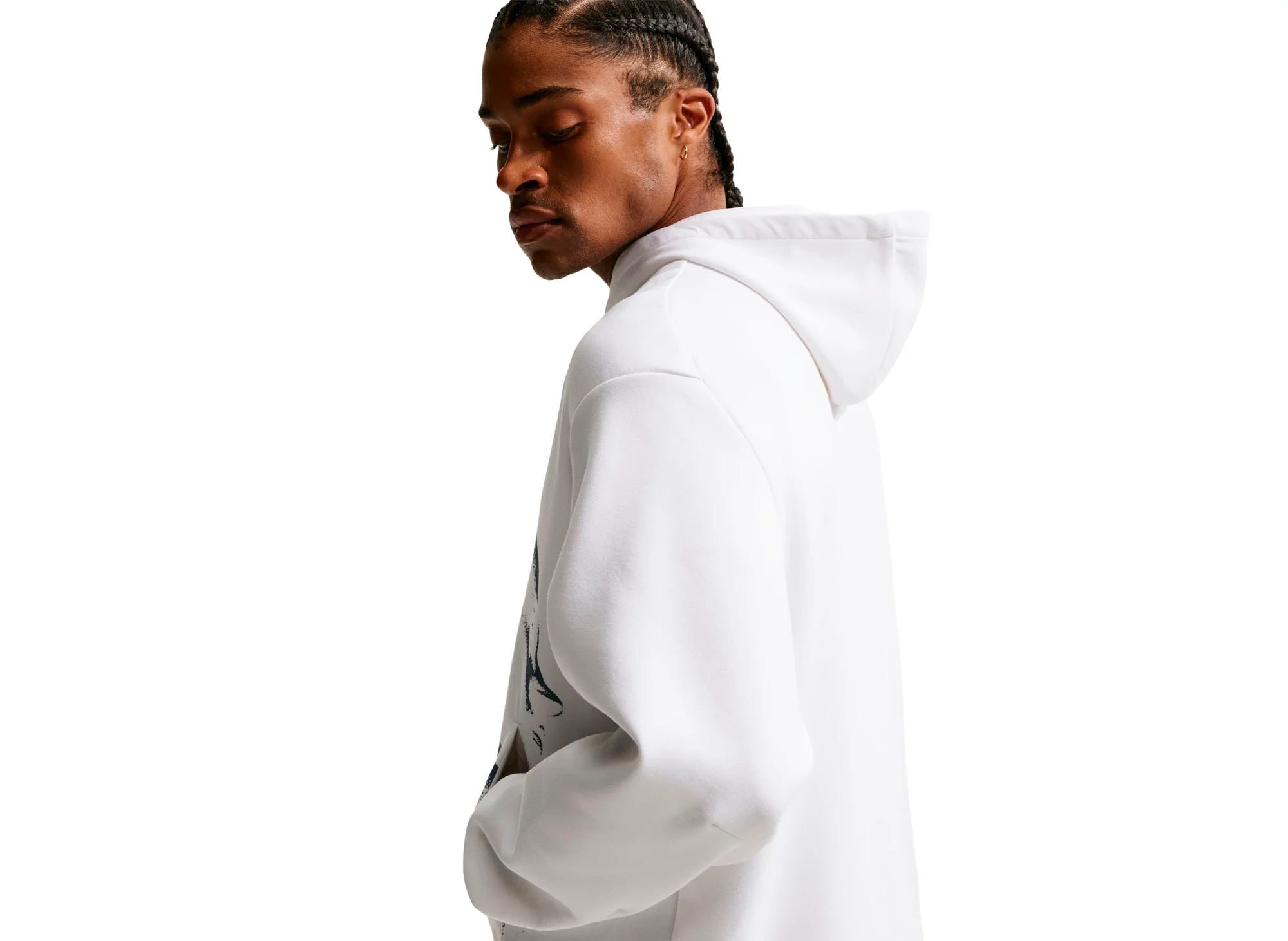 Nike Kobe Dri-FIT Fleece Pullover Hoodie in White / Black - Image 4