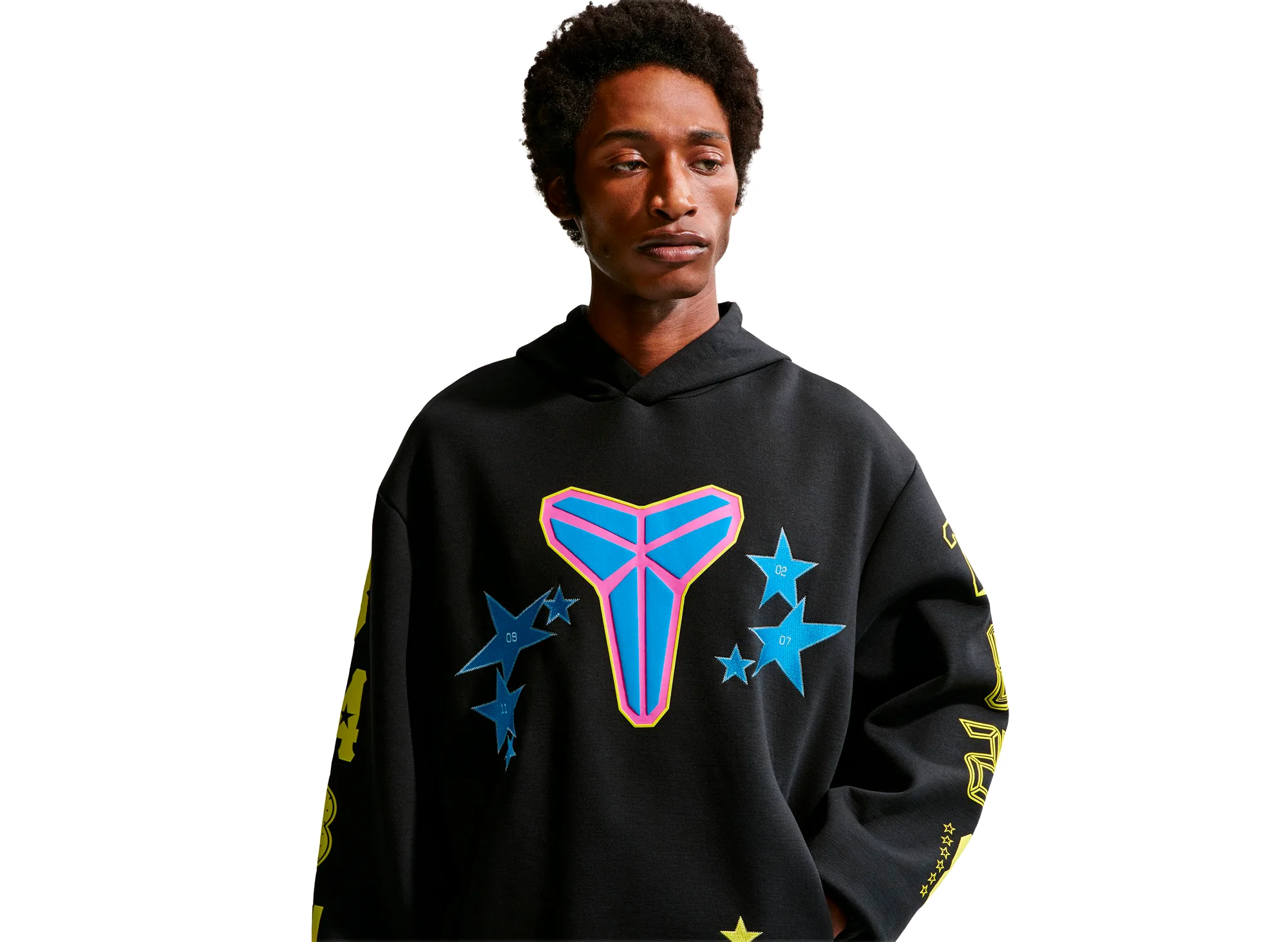Nike Kobe Fleece Pullover Hoodie in Black / Sonic Yellow - Image 3
