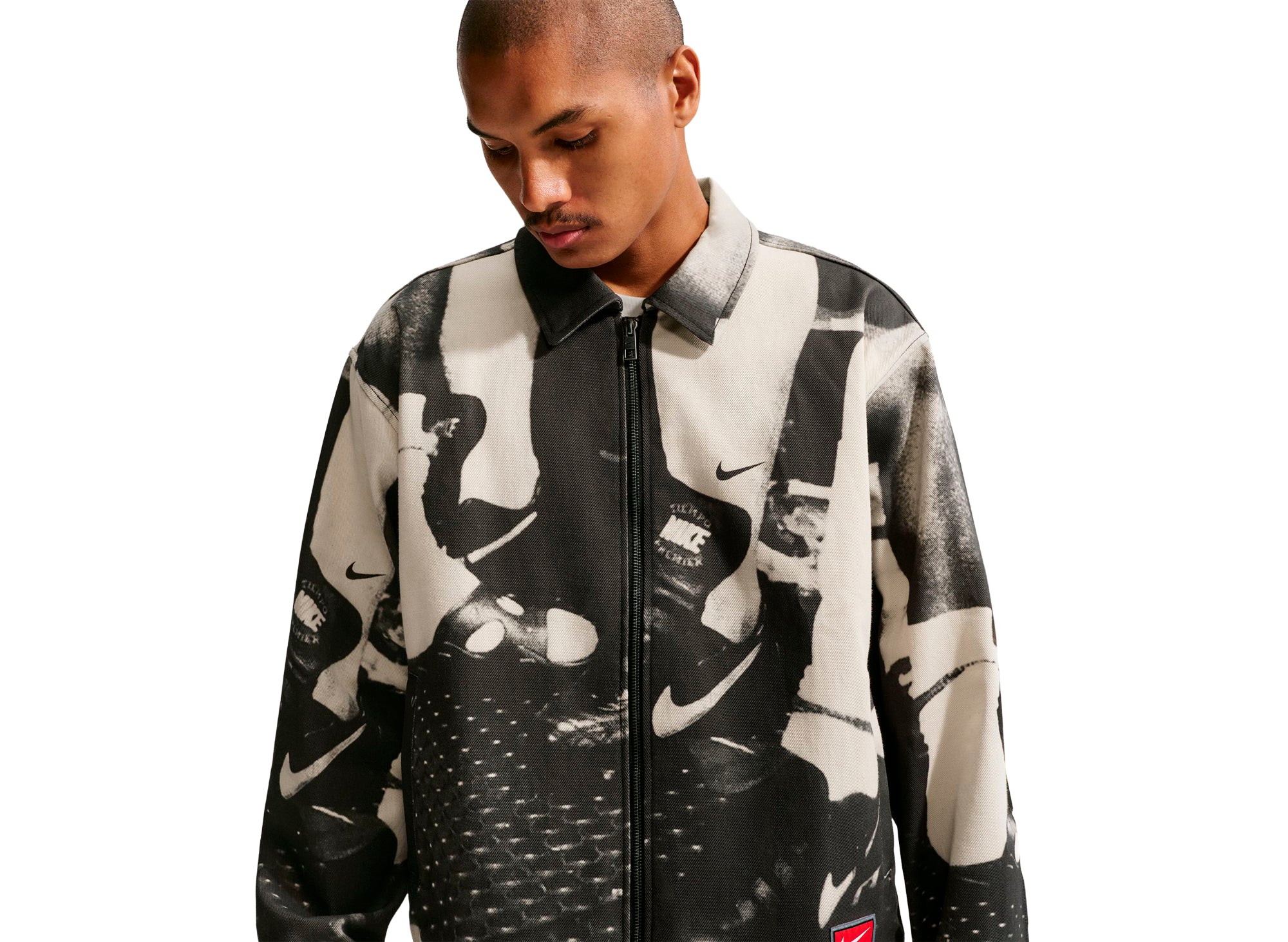 Nike Life Field Sport Jacket in Black / White - Image 3