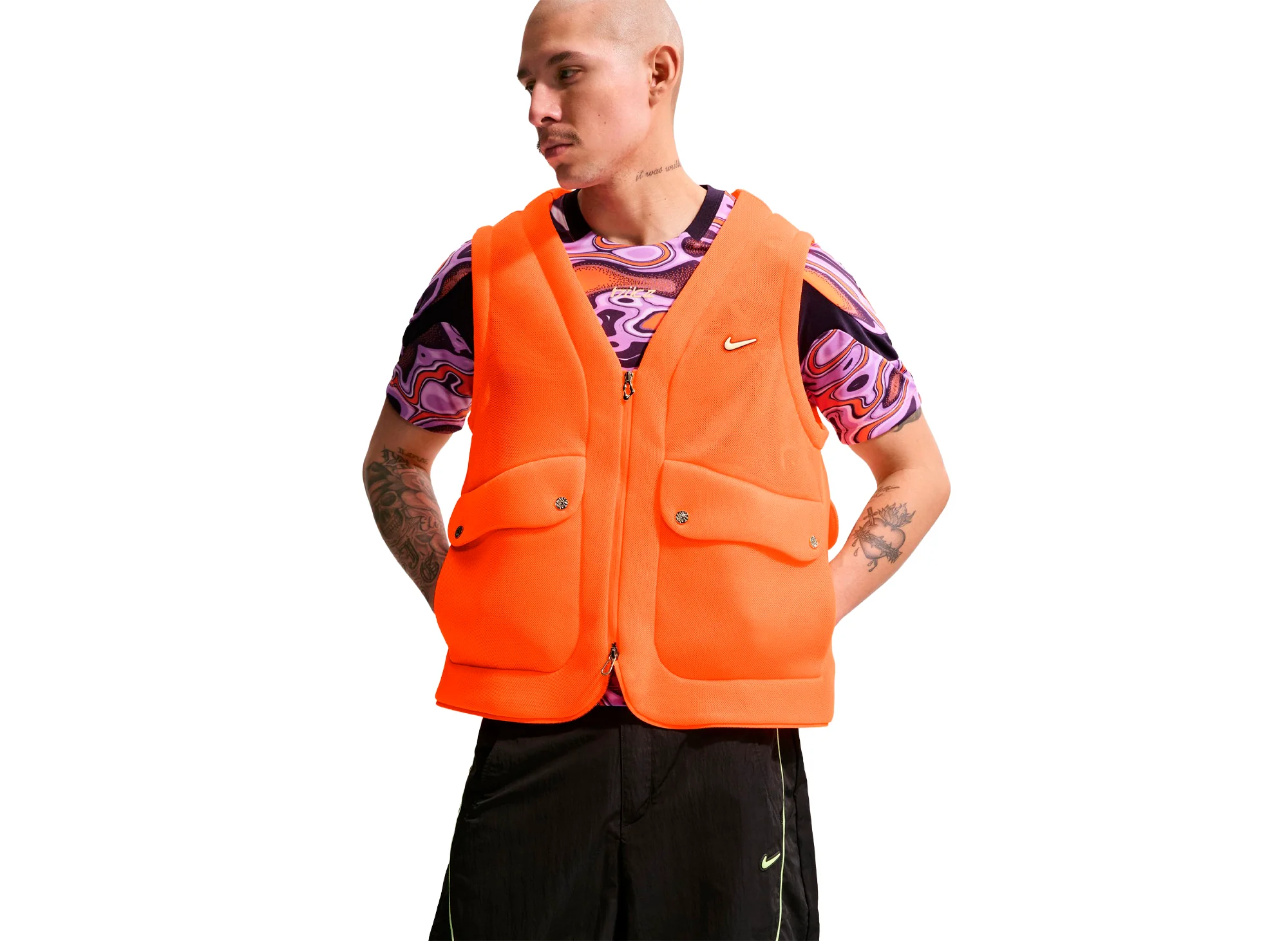 Nike Project F.R.O.G. Bubble Pod Vest in Total Orange - Image 3