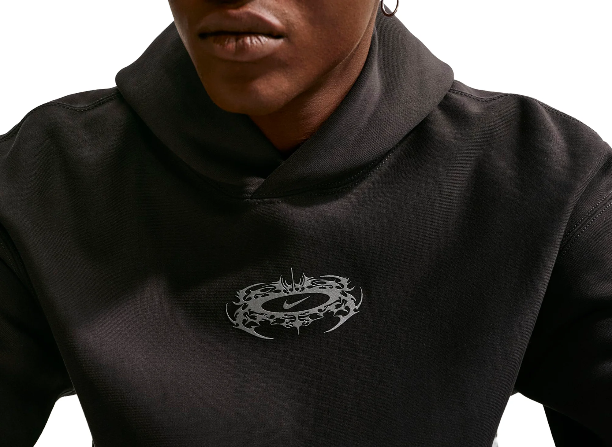 Nike Solo Swoosh Pullover Hoodie in Off Noir - Image 5