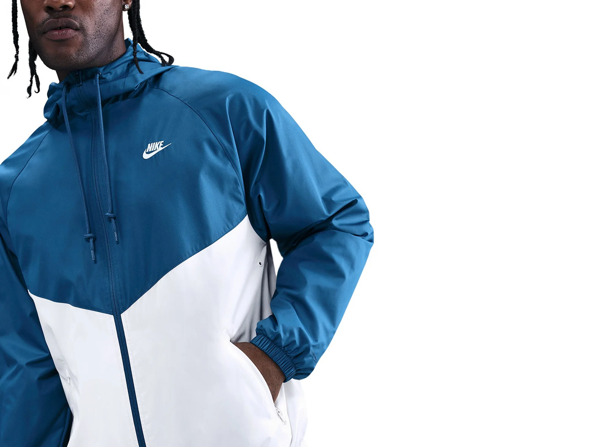 Nike Windrunner Lined Jacket in Court Blue / Sail - Image 3
