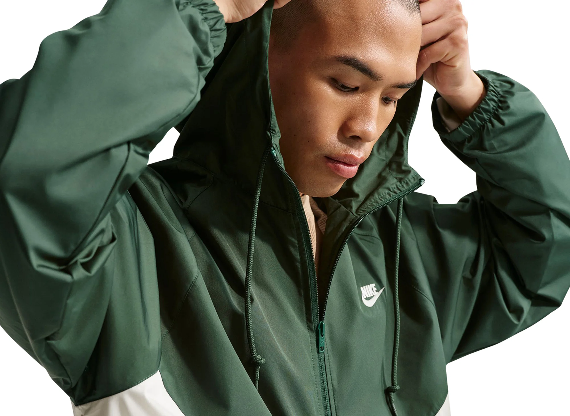 Nike Windrunner Lined Jacket in Fir / Sail - Image 5