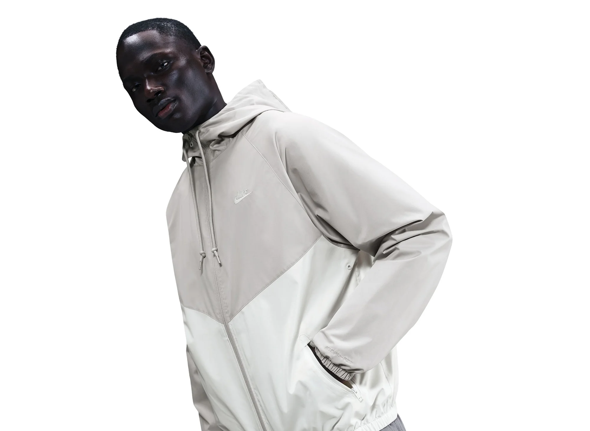 Nike Windrunner Lined Jacket in Light Iron Ore / Sail - Image 3