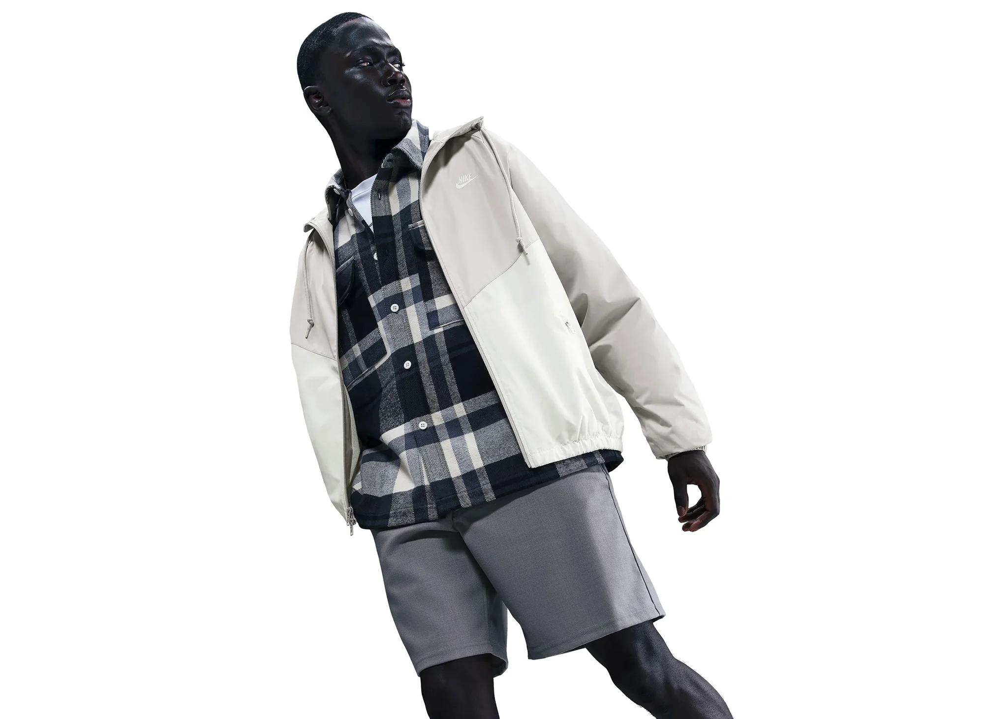 Nike Windrunner Lined Jacket in Light Iron Ore / Sail - Image 5
