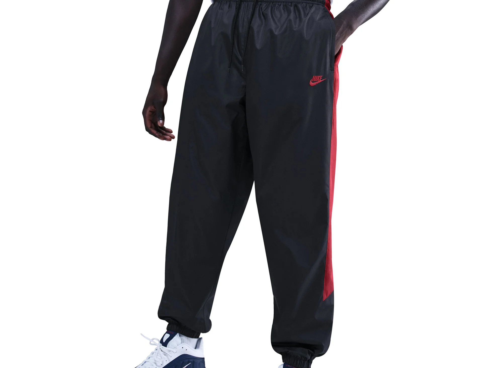 Nike Windrunner Lined Pants in Black / Team Crimson - Image 3