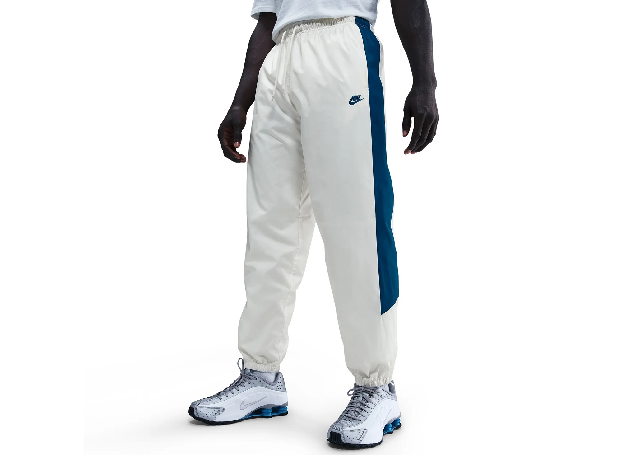 Nike Windrunner Lined Pants in Sail / Court Blue - Image 3