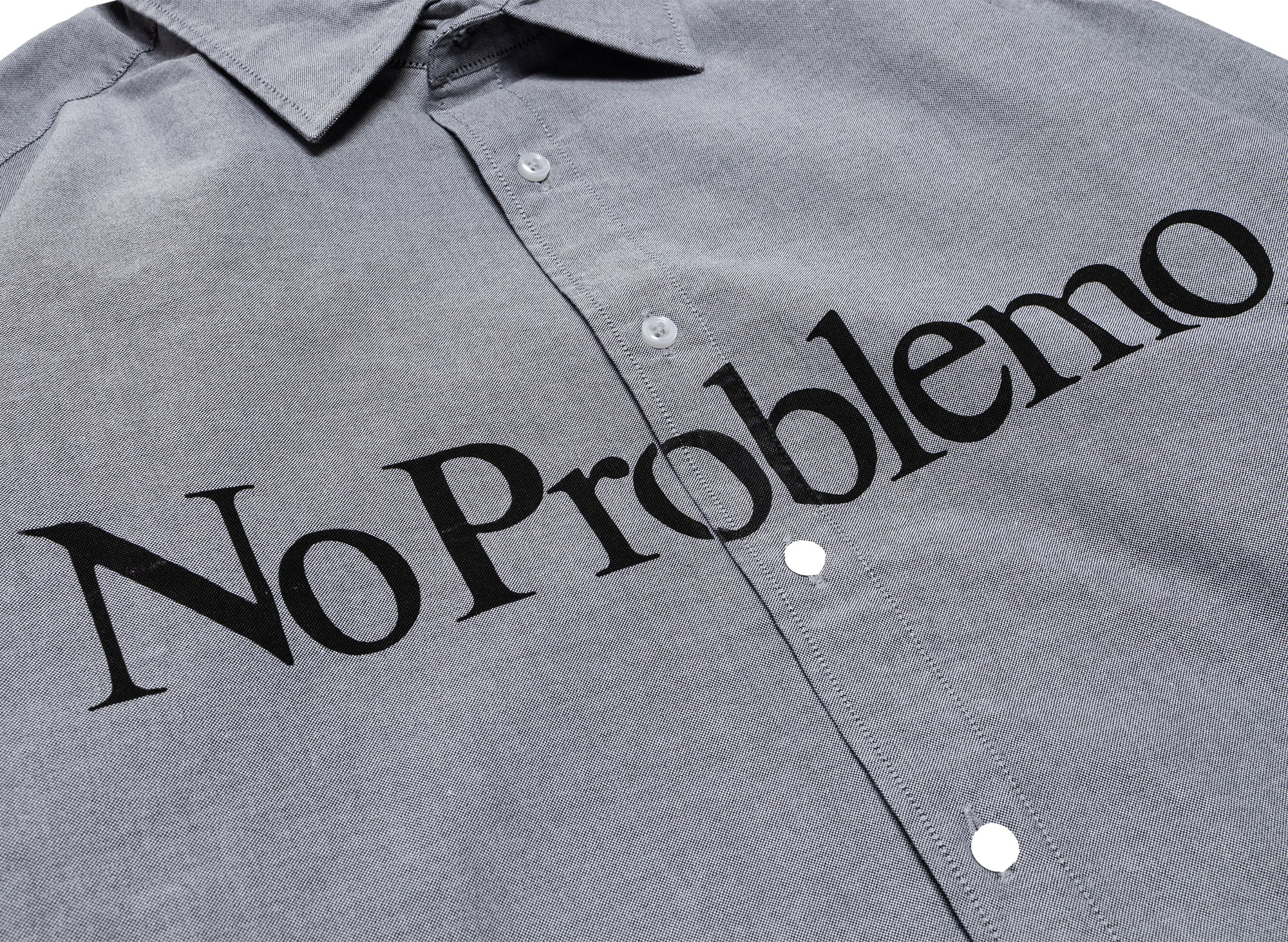 No Problemo Long Sleeve Oxford Shirt in Charcoal - Image 2