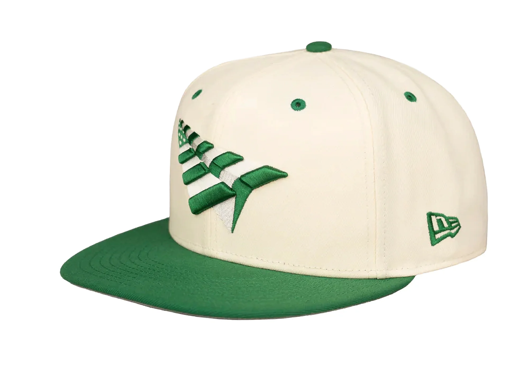 Paper Planes Original Chrome 59Fifty Fitted Crown Hat in White / Kelly Green - Image 2