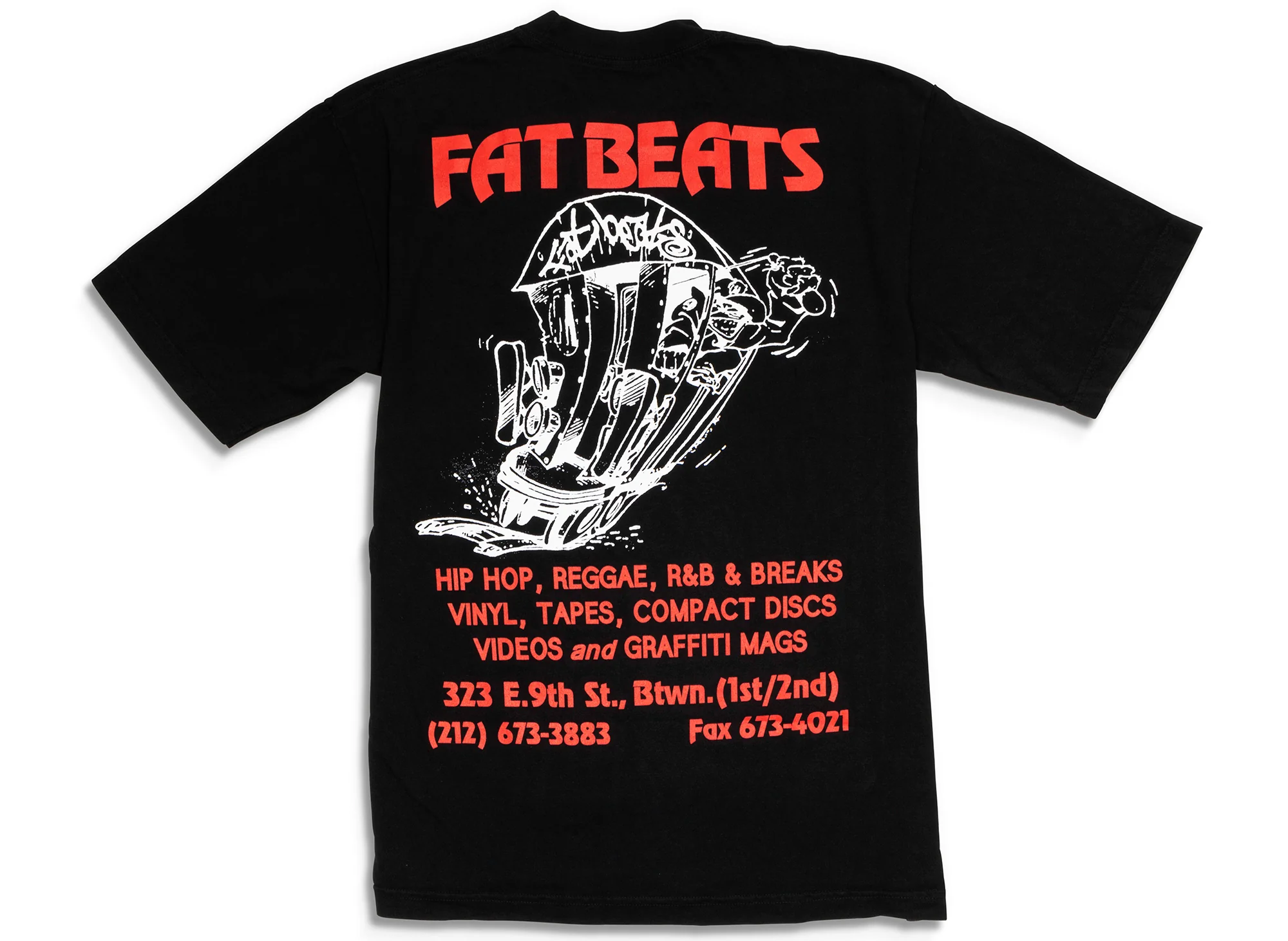 Pleasures x Fat Beats 9th Street Tee in Black - Image 2