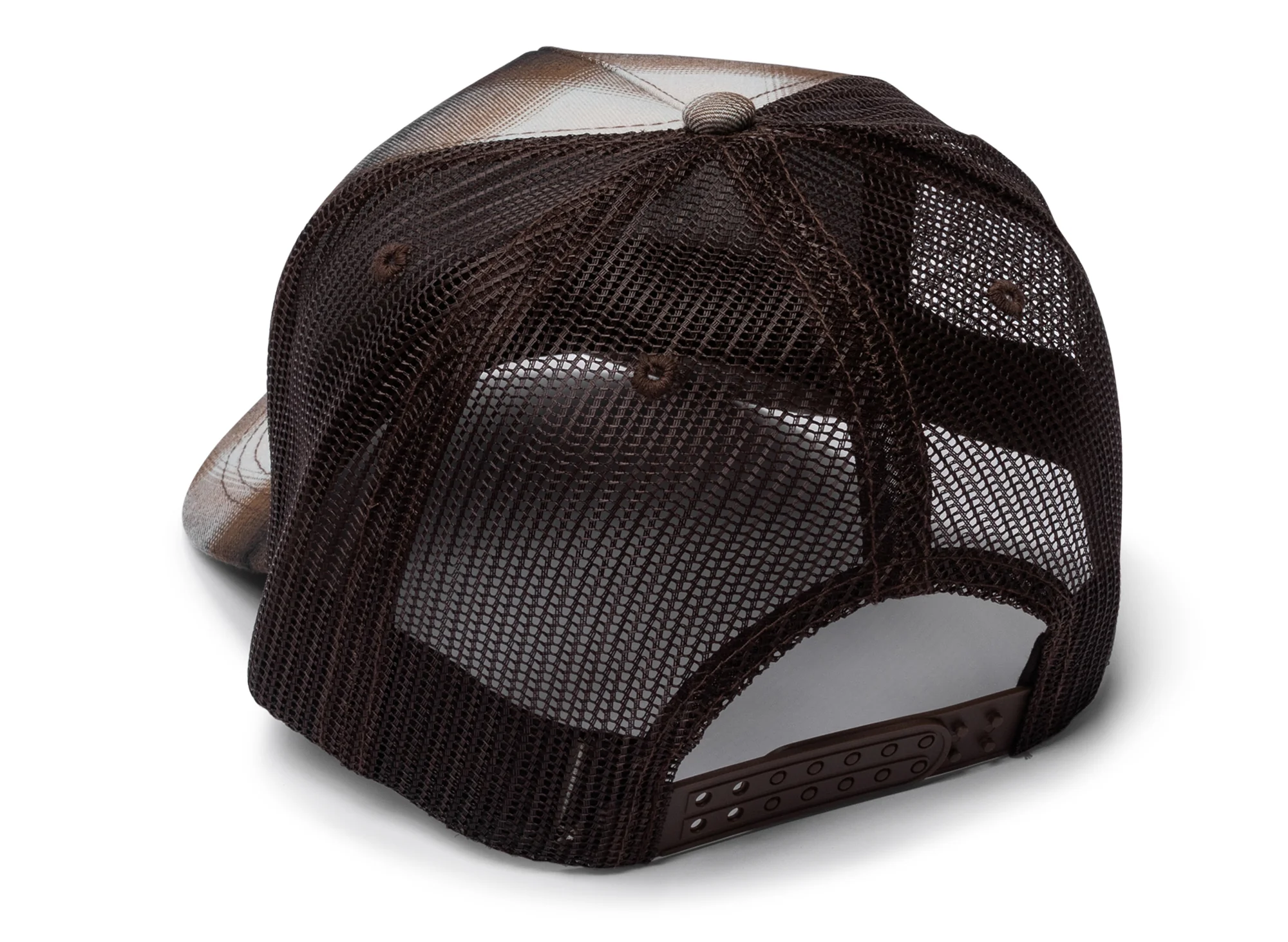 Pleasures Happier Plaid Trucker Cap in Brown - Image 2