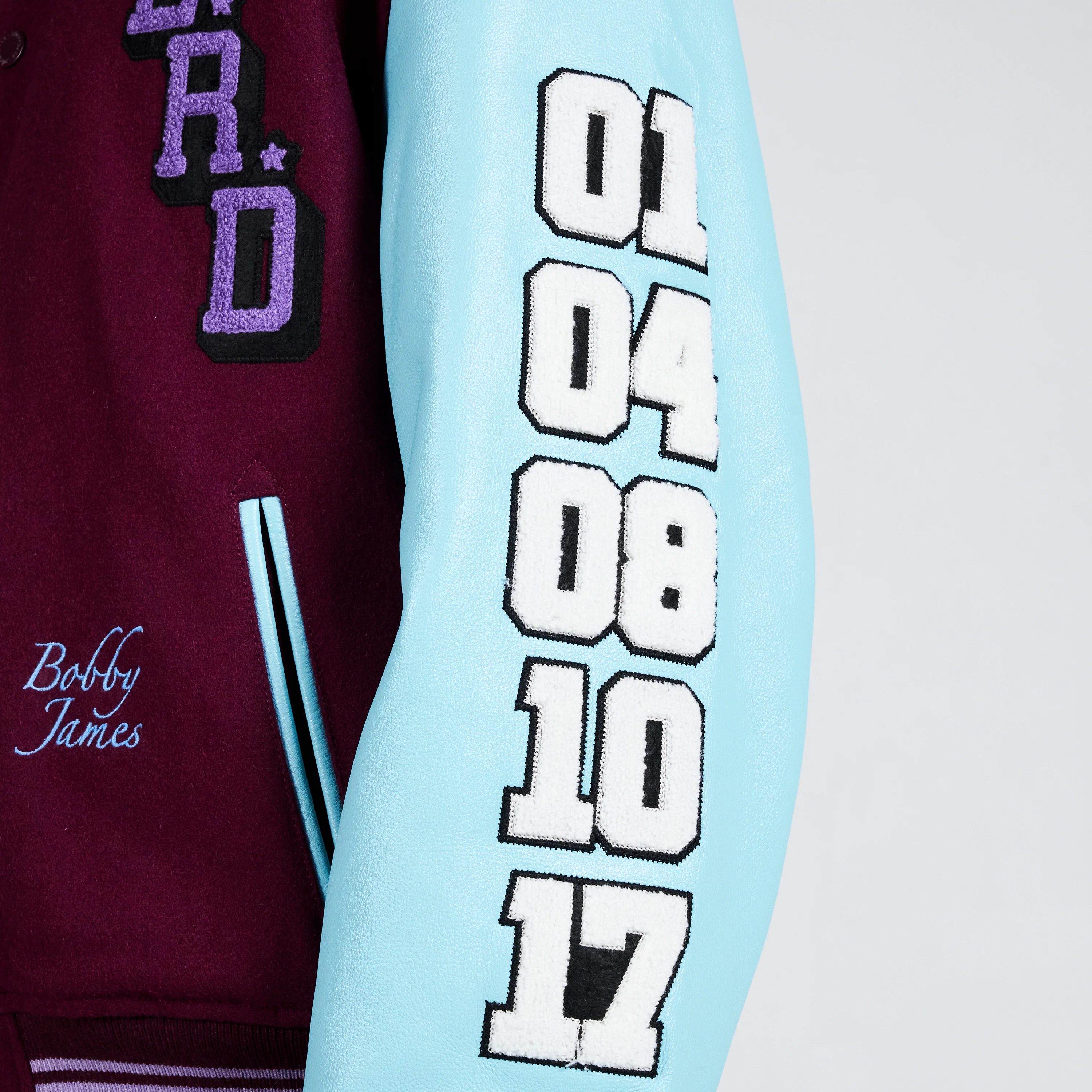 Pleasures NERD Varsity Jacket in Purple - Image 11