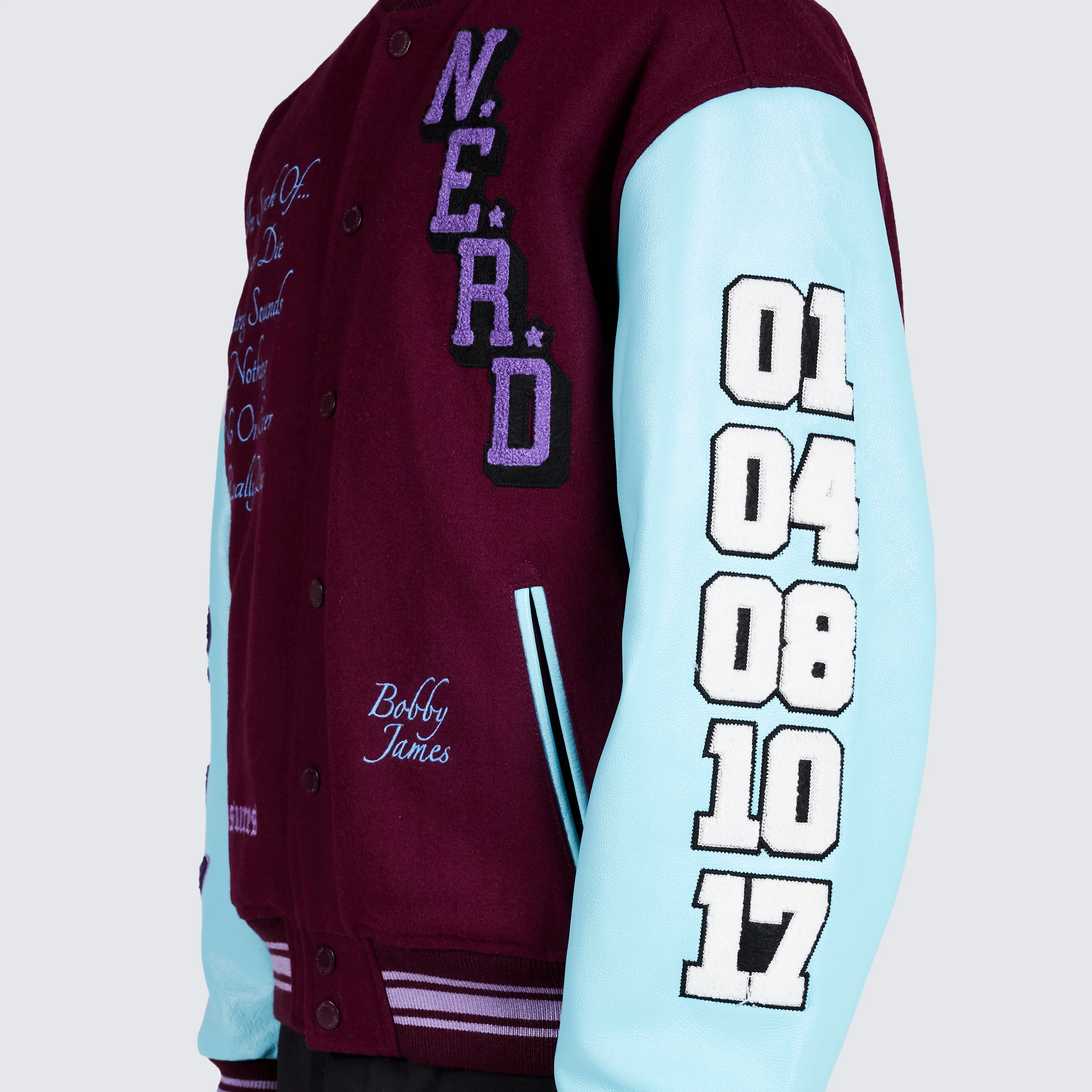 Pleasures NERD Varsity Jacket in Purple - Image 15