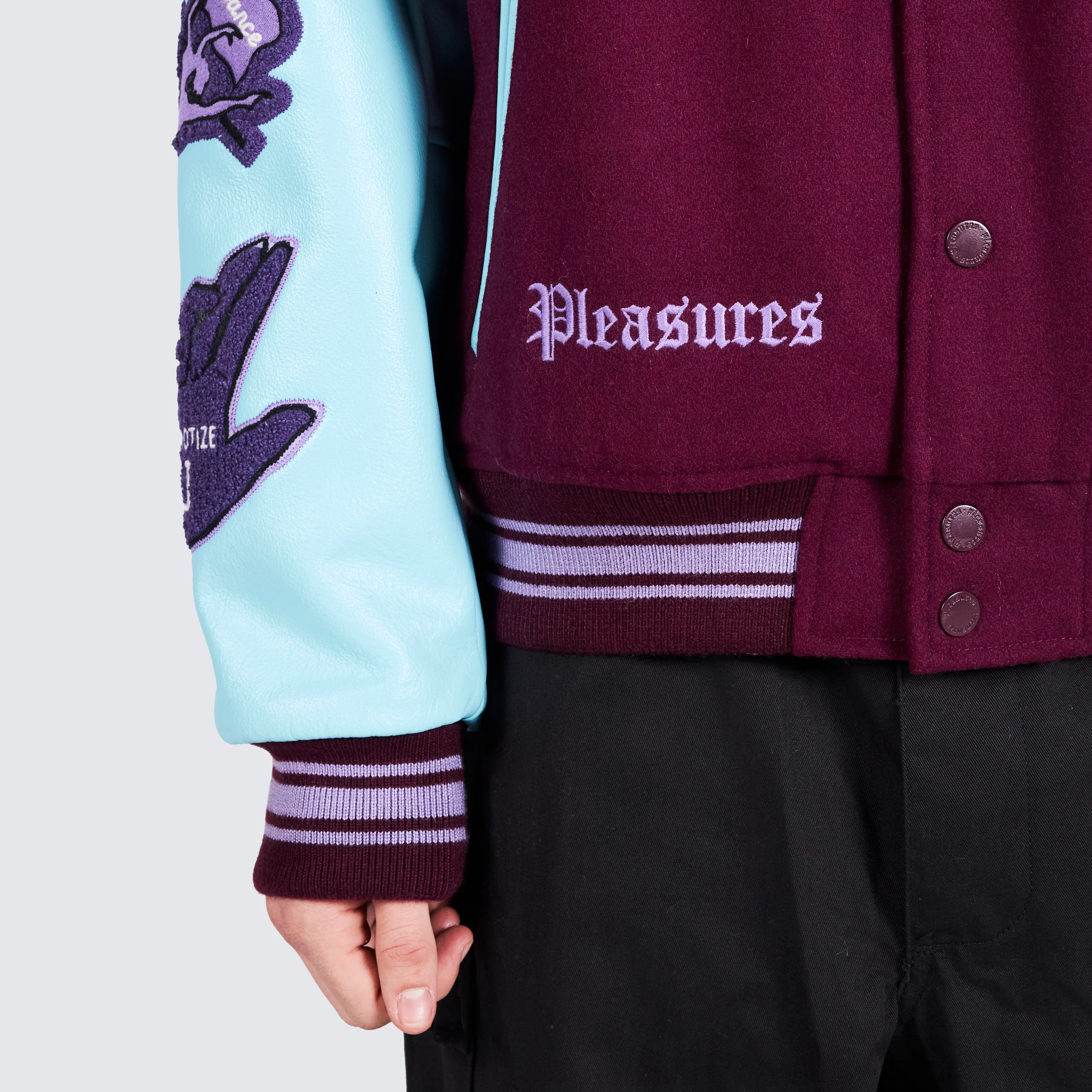 Pleasures NERD Varsity Jacket in Purple - Image 16