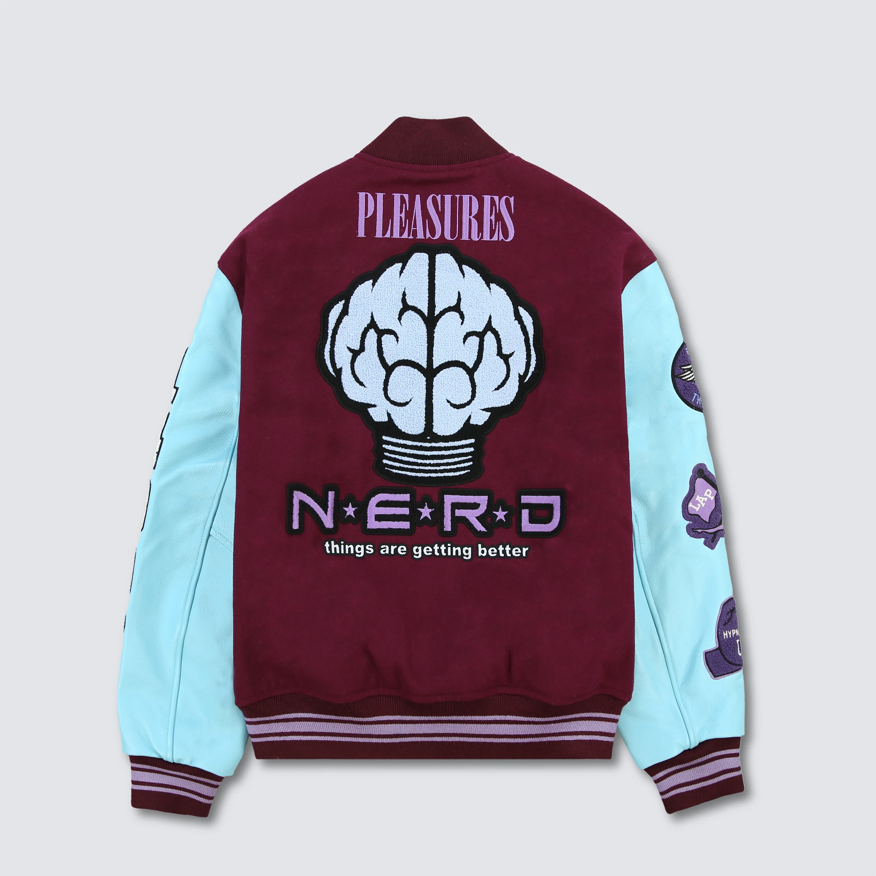 Pleasures NERD Varsity Jacket in Purple - Image 2