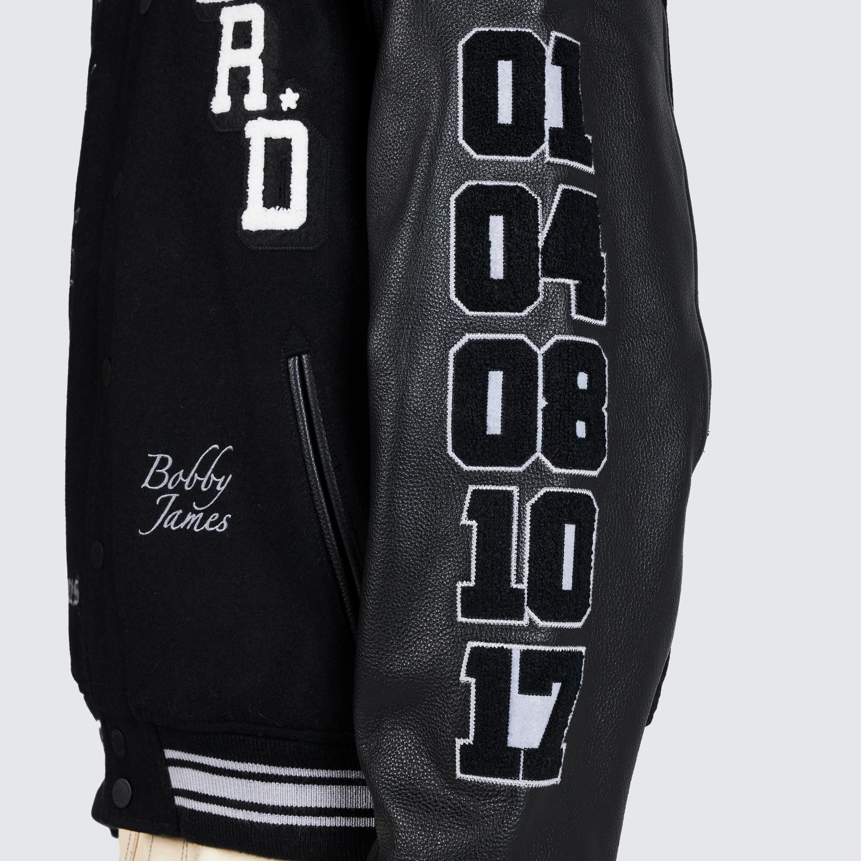 Pleasures NERD Varsity Jacket in Black - Image 11