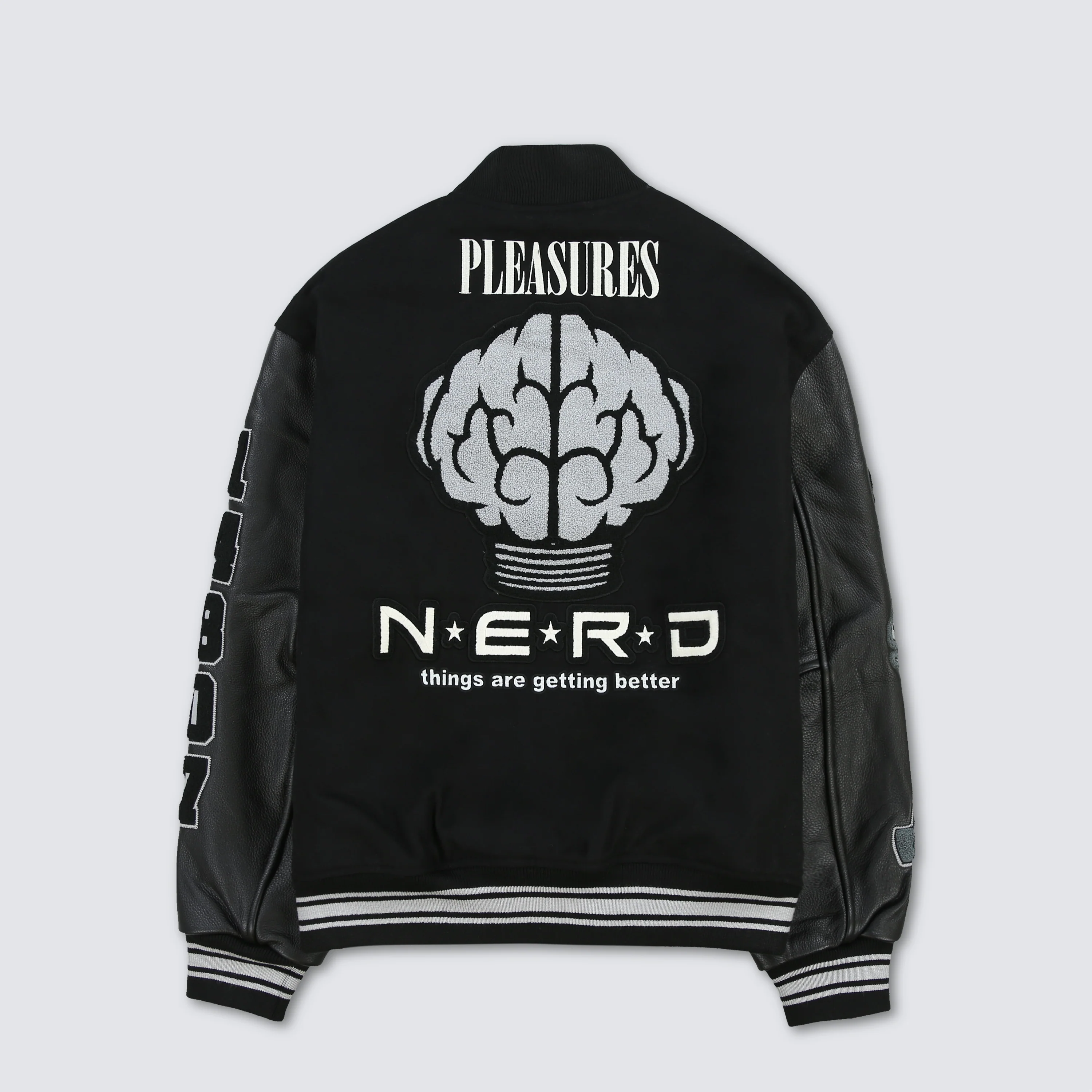 Pleasures NERD Varsity Jacket in Black - Image 16