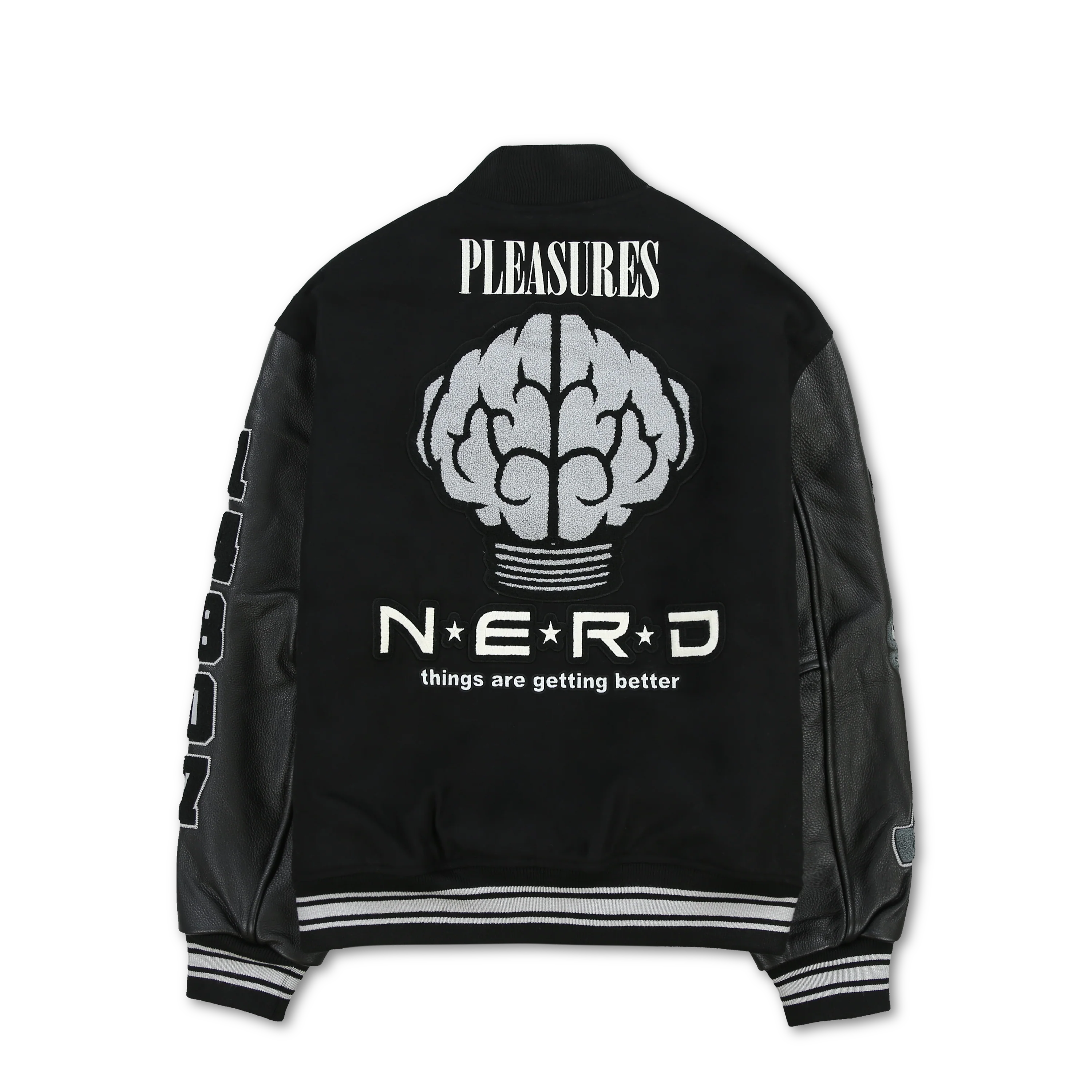 Pleasures NERD Varsity Jacket in Black - Image 2