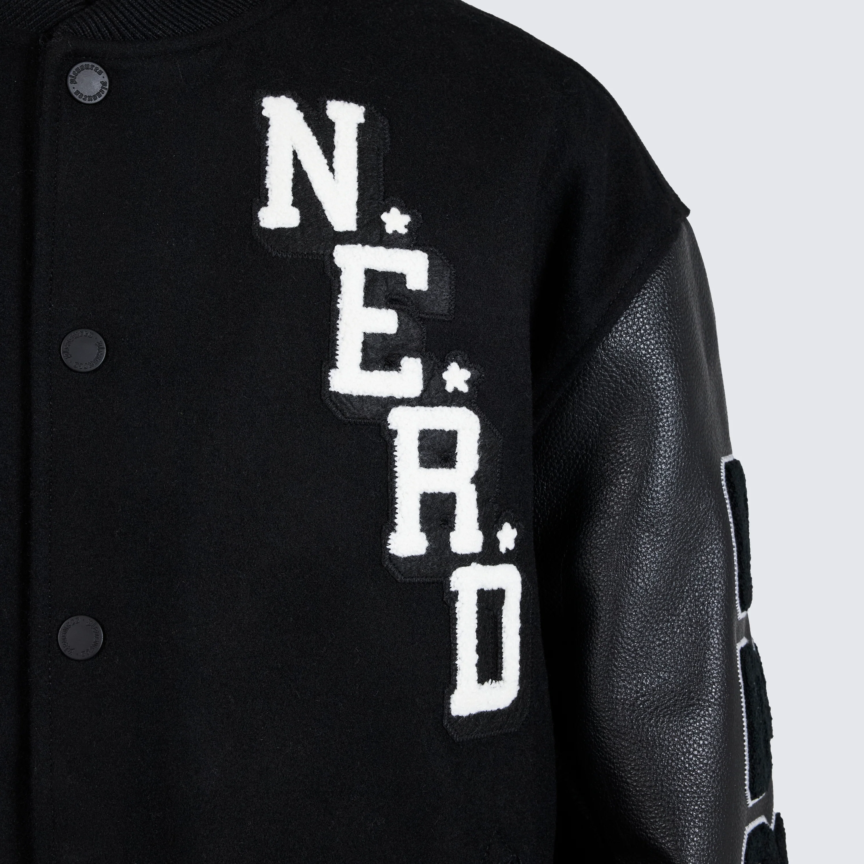 Pleasures NERD Varsity Jacket in Black - Image 5