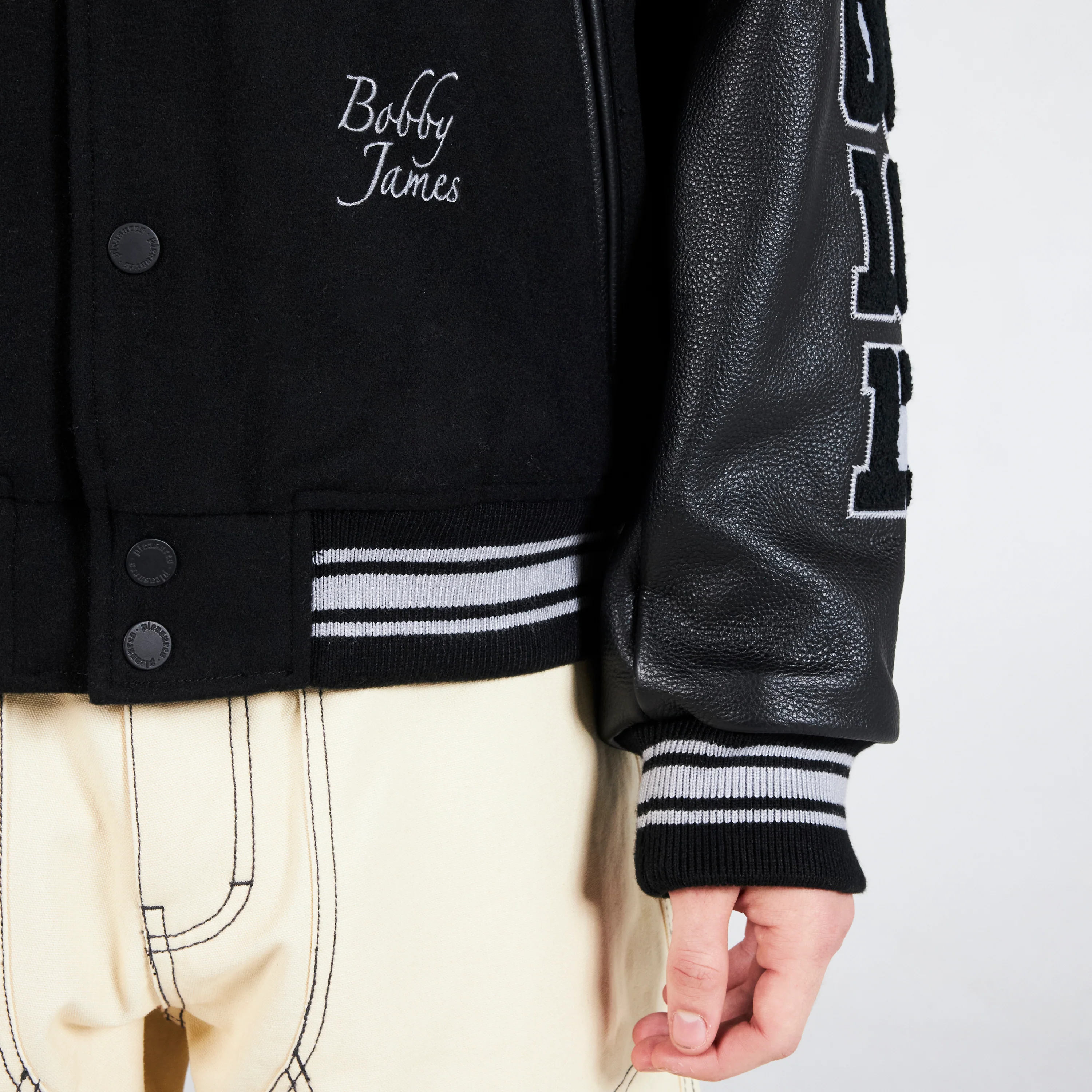 Pleasures NERD Varsity Jacket in Black - Image 6