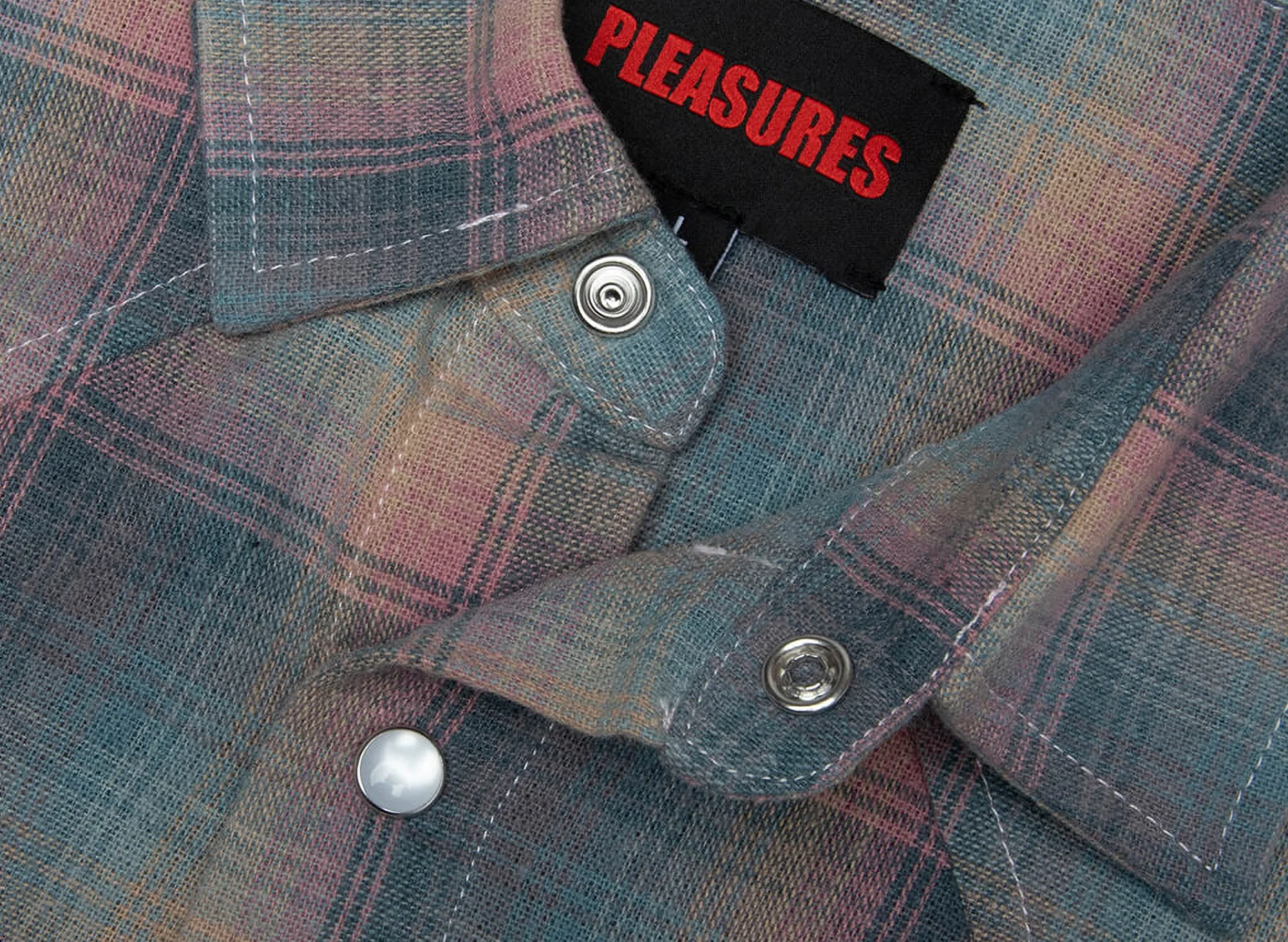 Pleasures Sender Western Button Up in Pink - Image 3