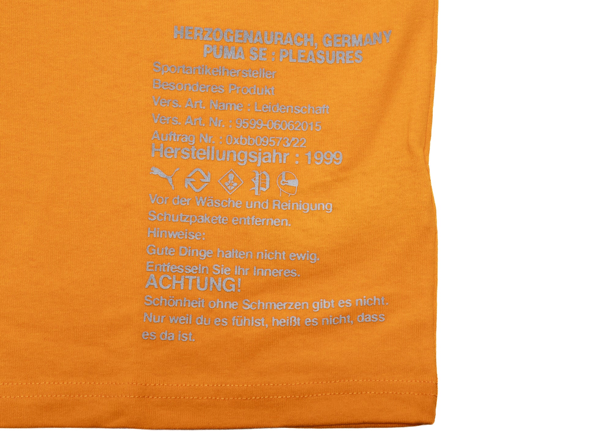 Puma x Pleasures Typo Tee in Orange - Image 2
