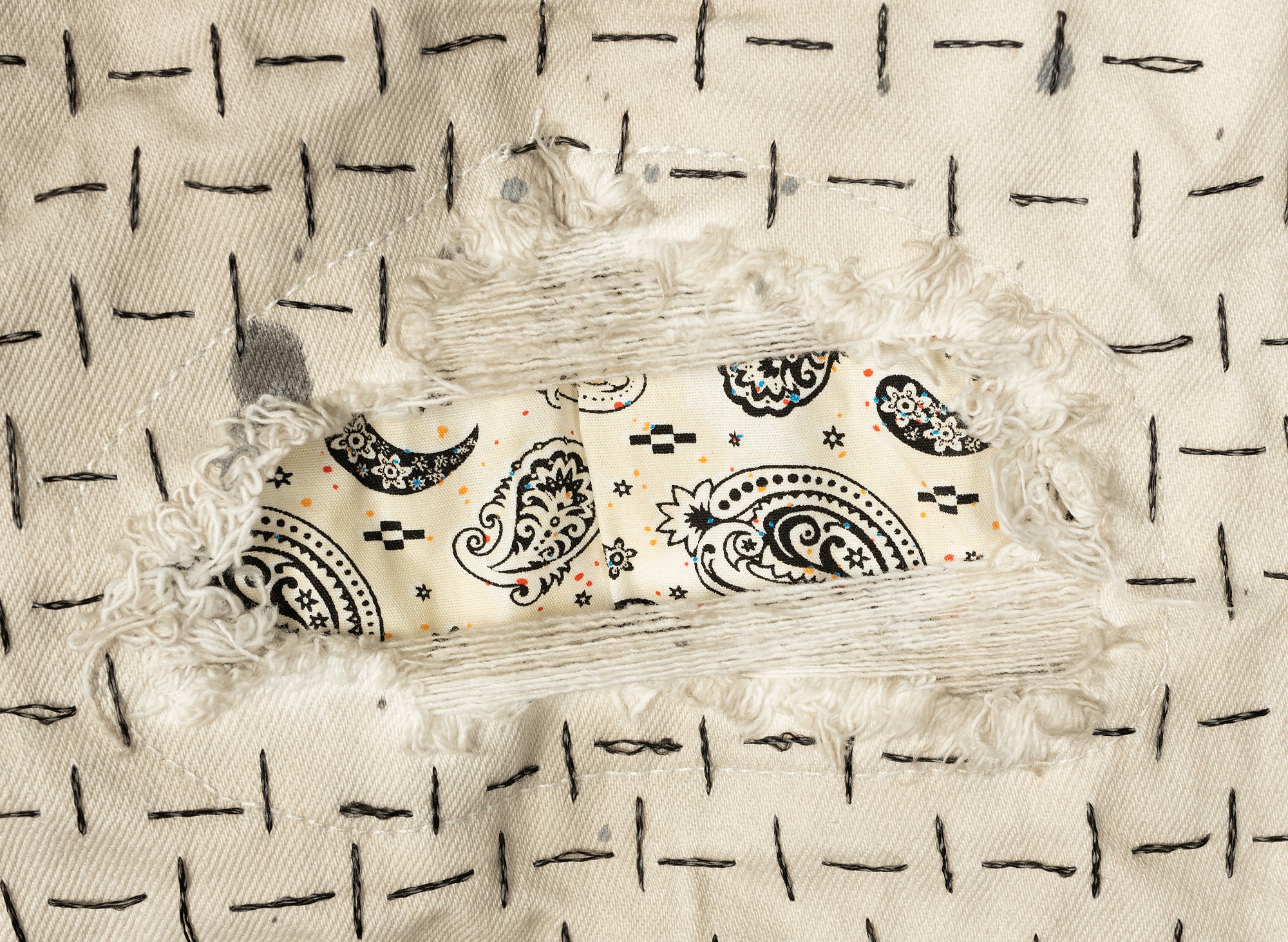 Purple Brand Bandana Print Patch Jeans in White - Image 2