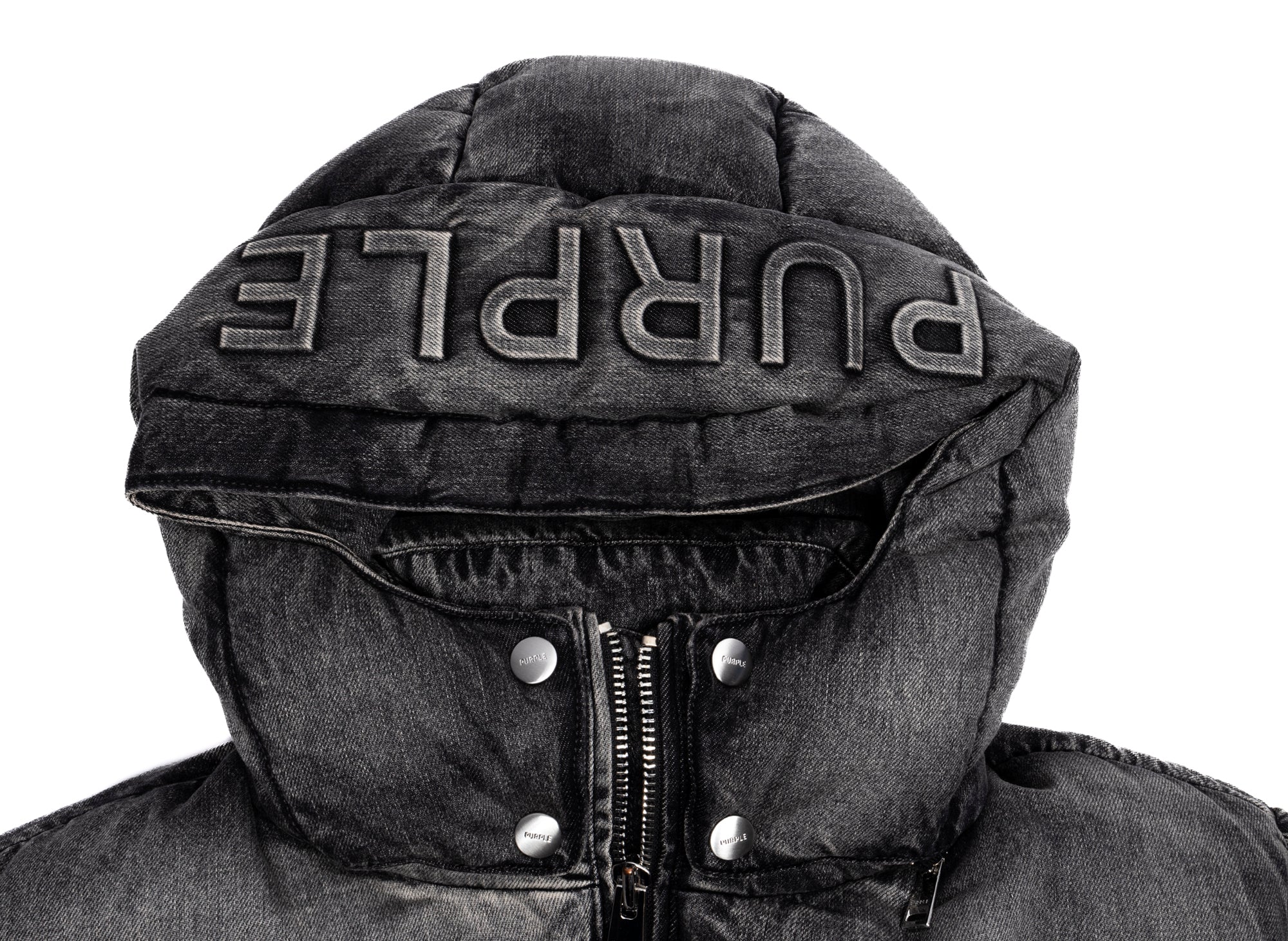 Purple Brand Denim Puffer Jacket in Black - Image 2