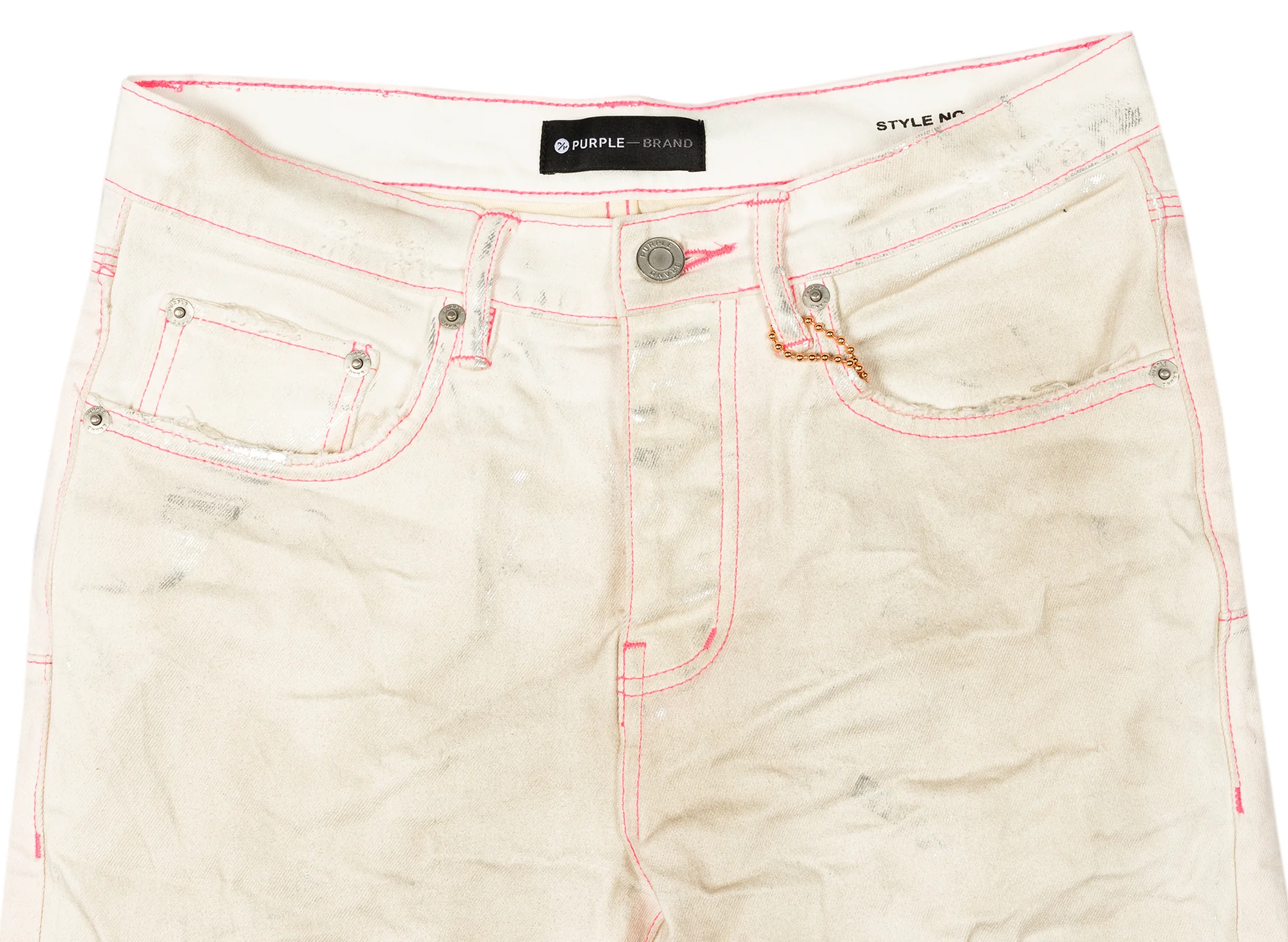 Purple Brand White Neon Stitch Jeans 'Pink' - Image 3