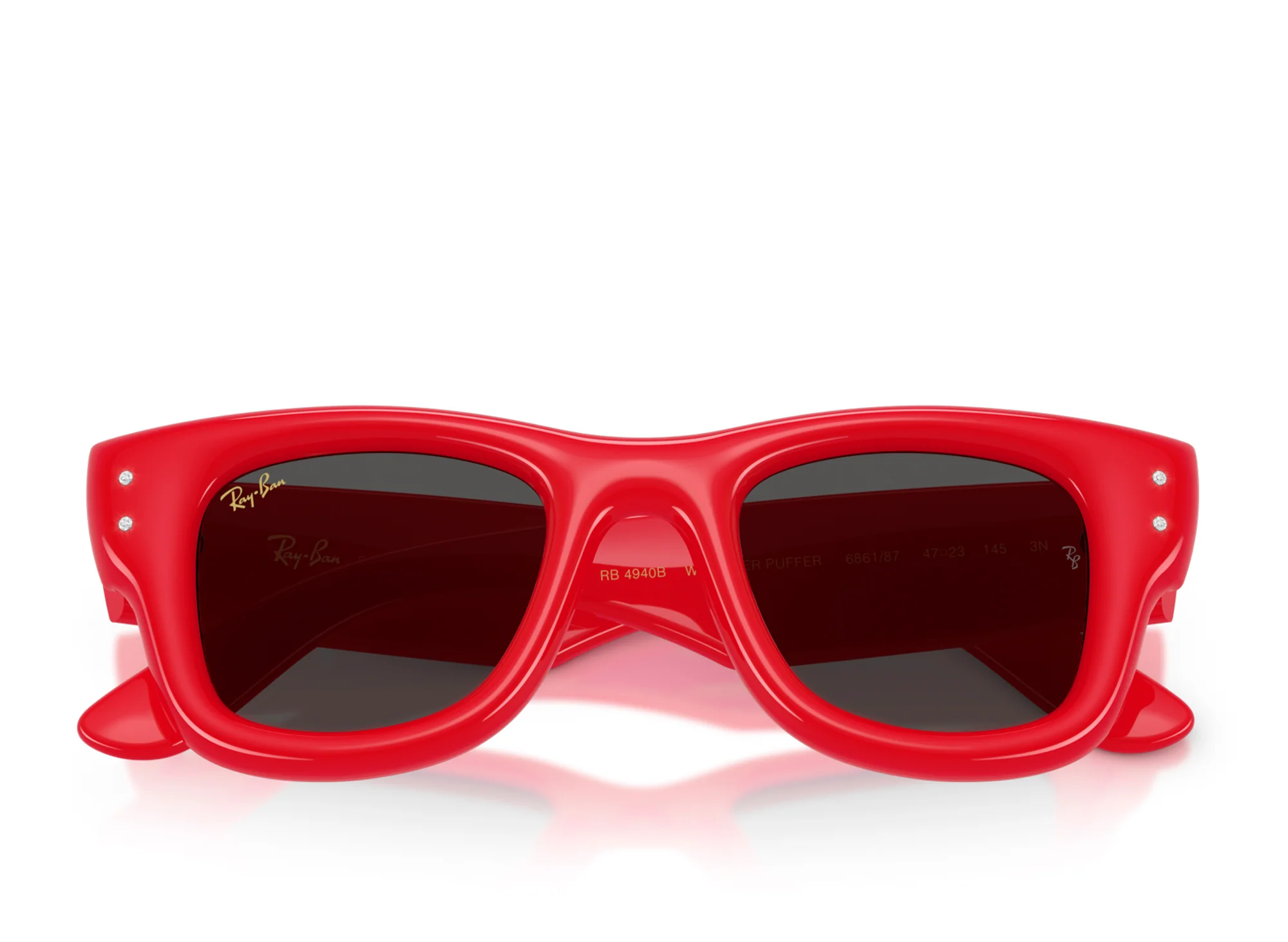 Ray Ban Wayfarer Puffer Red with Strass W/ Dark Grey Lenses - Image 2