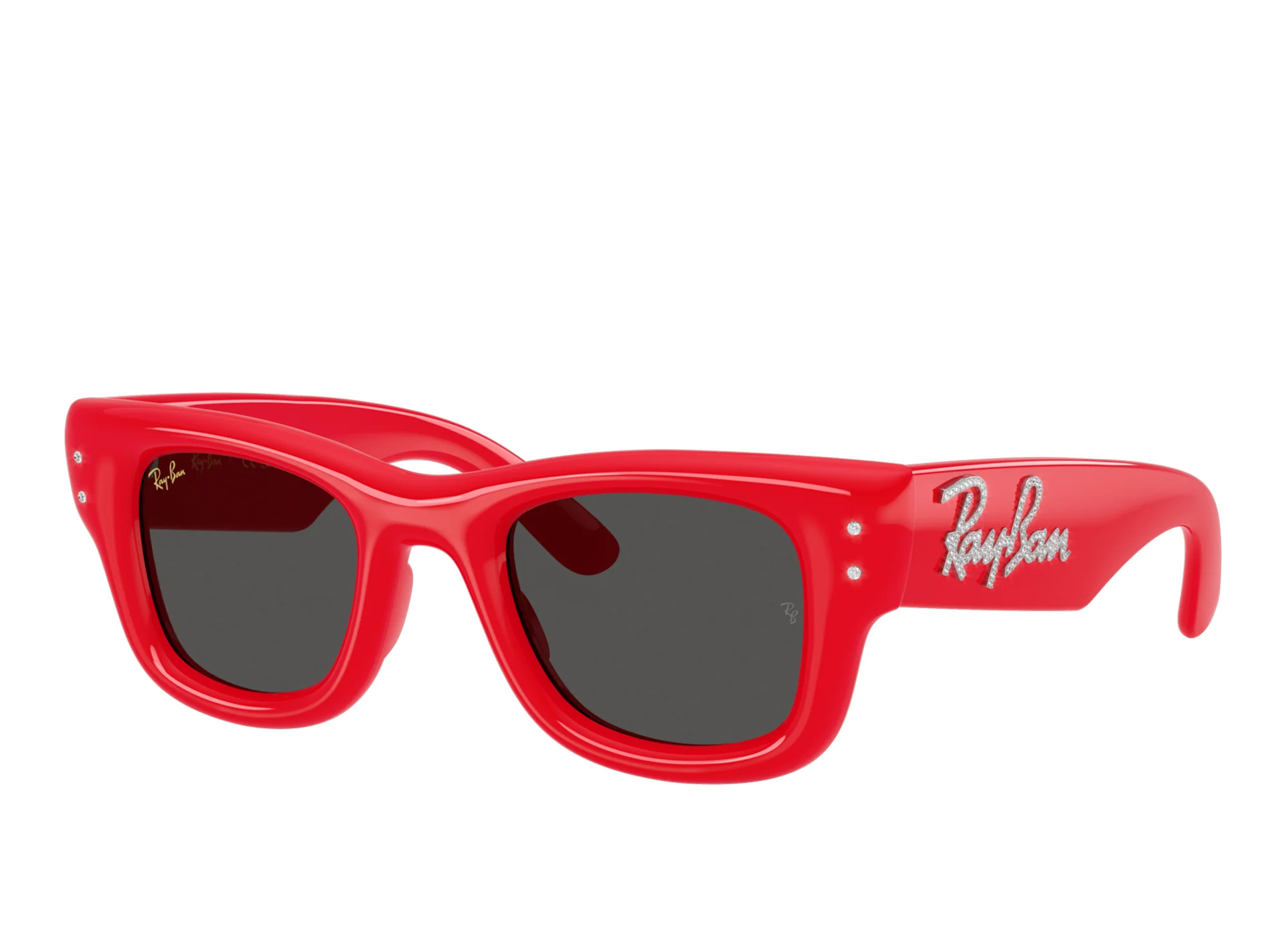 Ray Ban Wayfarer Puffer Red with Strass W/ Dark Grey Lenses - Image 4