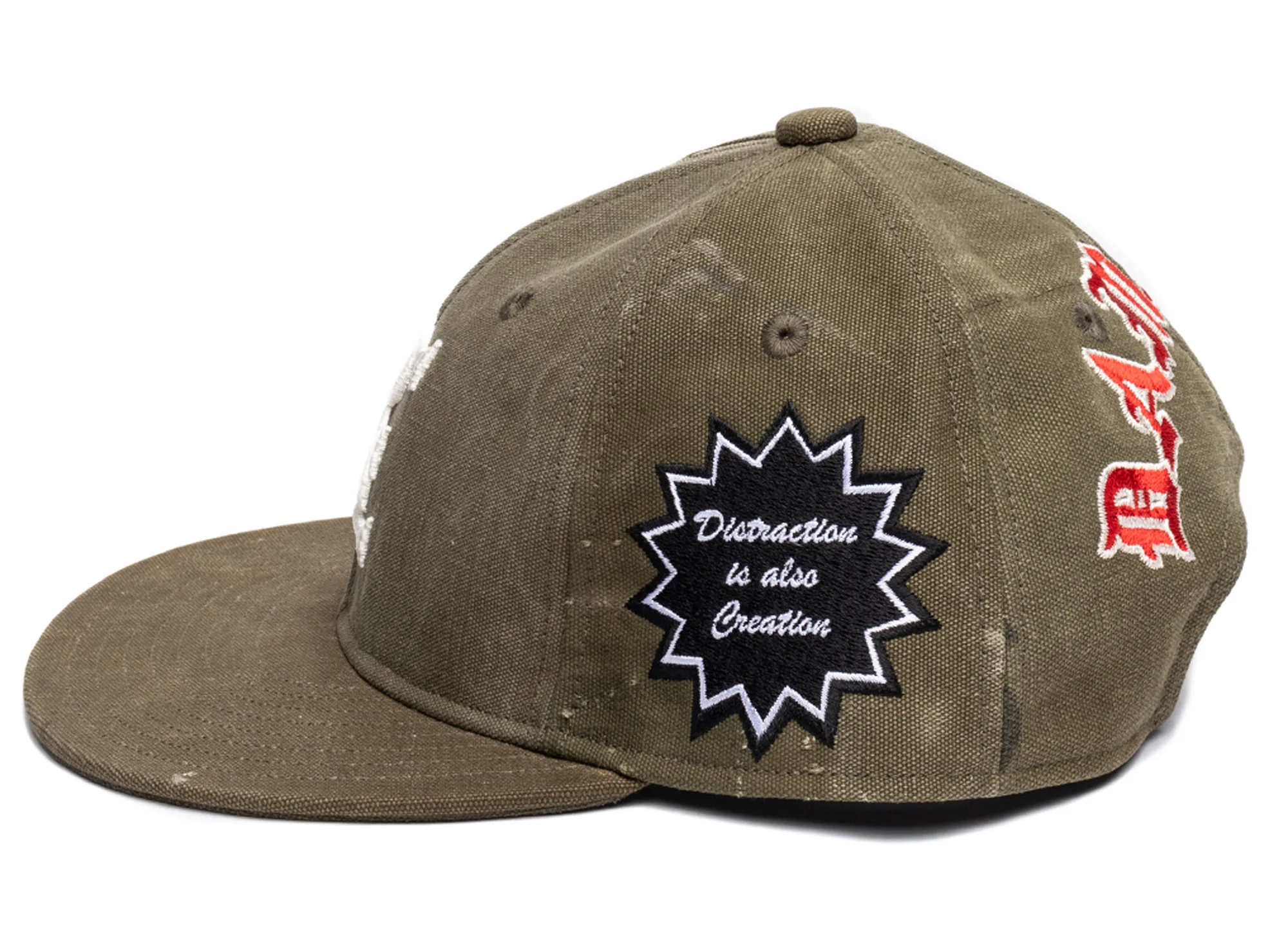 Readymade Damage Snapback Cap in Khaki - Image 2