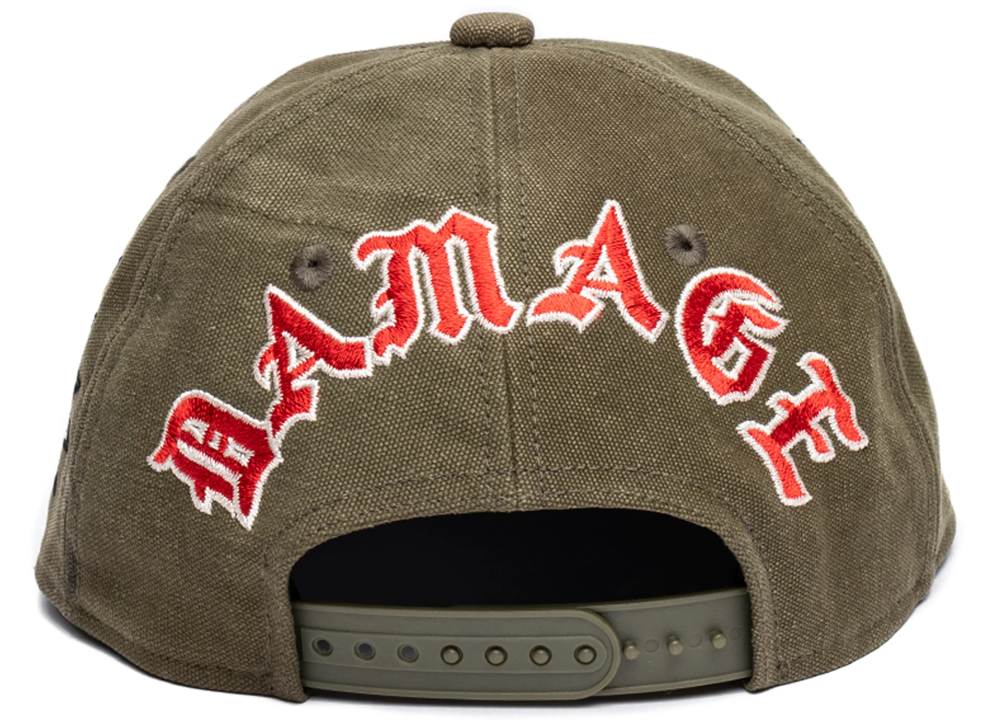 Readymade Damage Snapback Cap in Khaki - Image 3