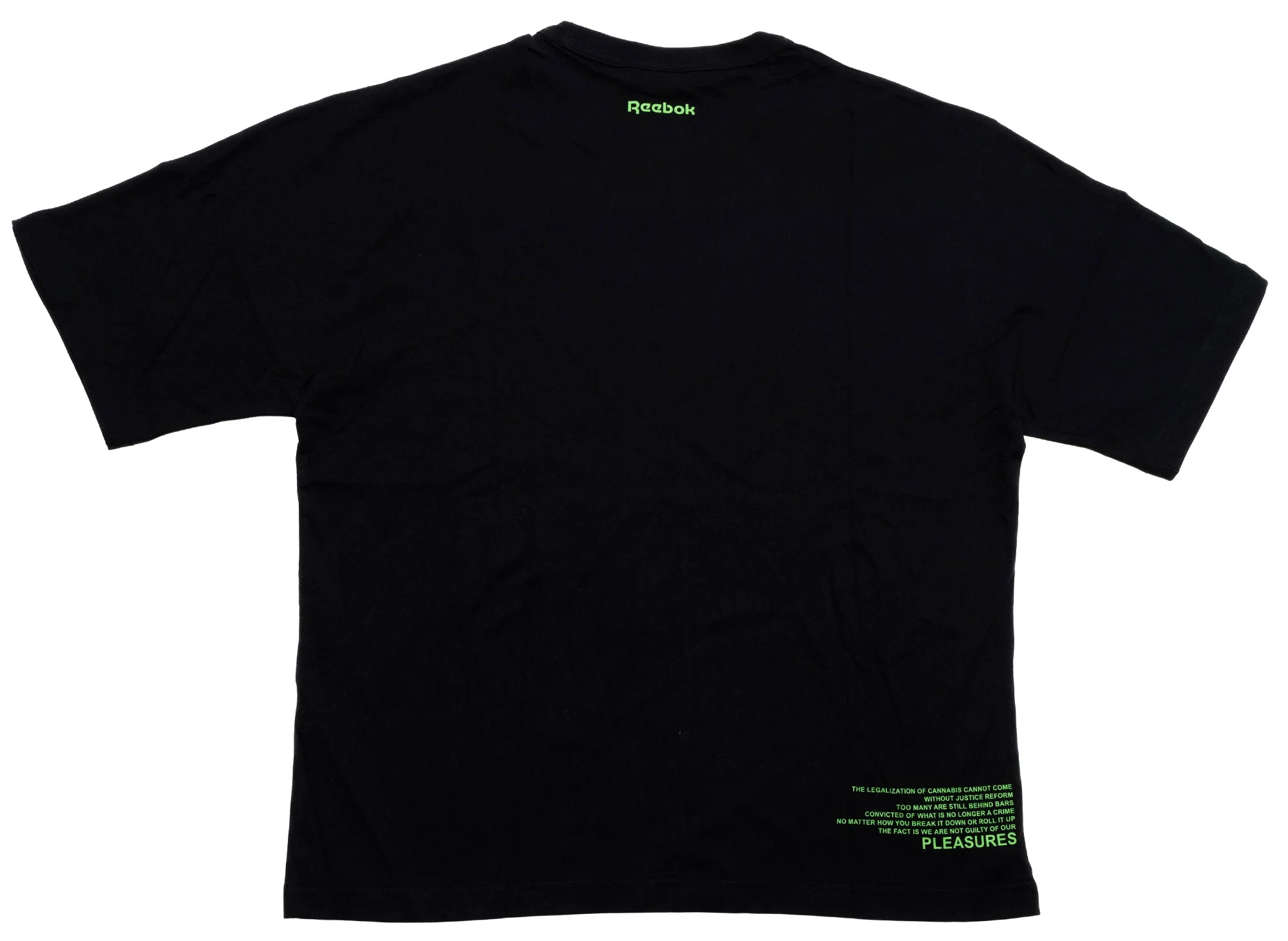Reebok x Pleasures Tee in Black 'Not Guilty' - Image 2