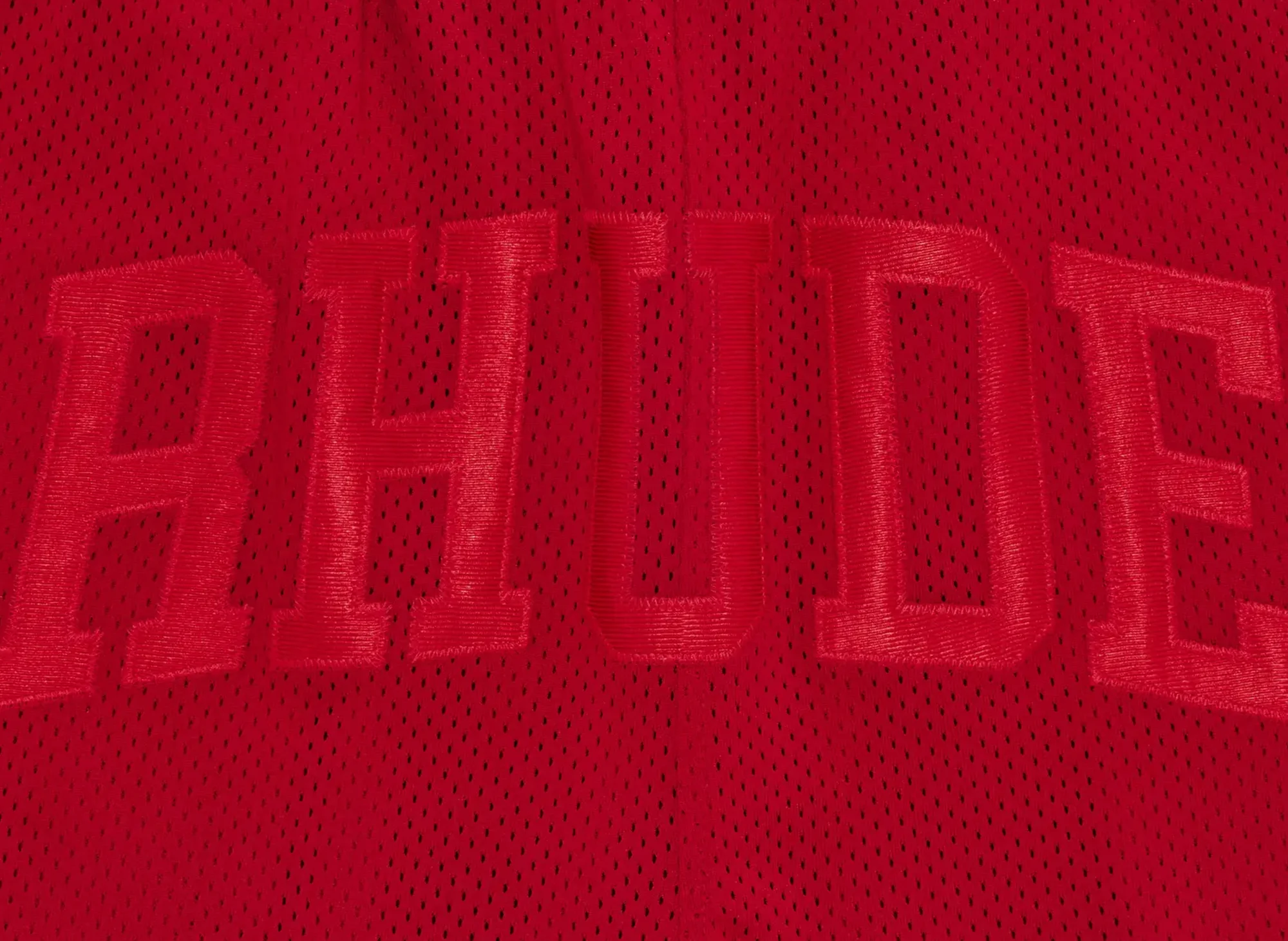 Rhude Baggy Mesh Collegiate Logo Shorts - Image 3