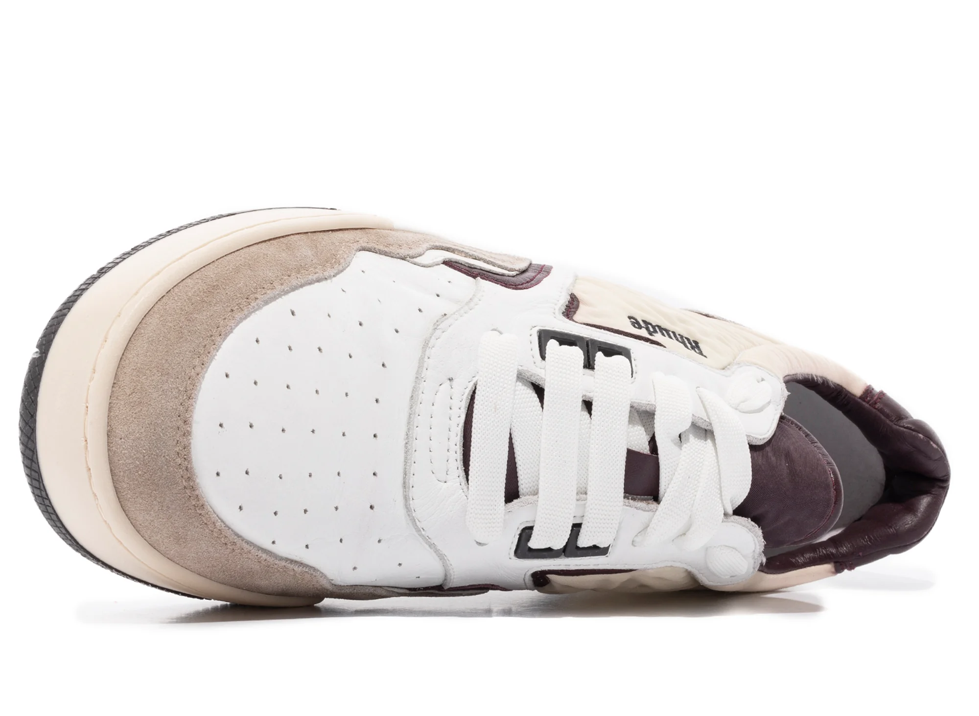 Rhude Racing Sneaker in White / Maroon / Beige - Image 4