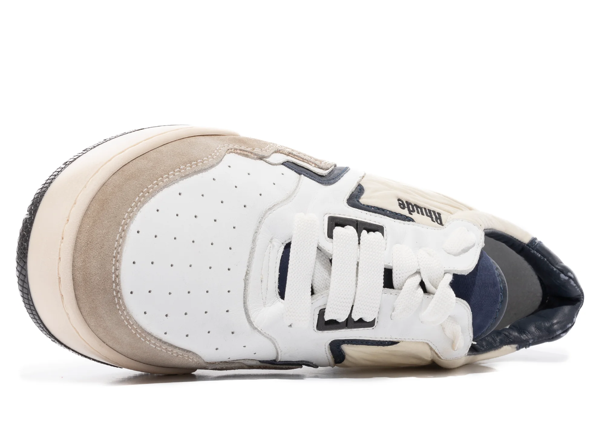 Rhude Racing Sneaker in White / Navy / Beige - Image 4